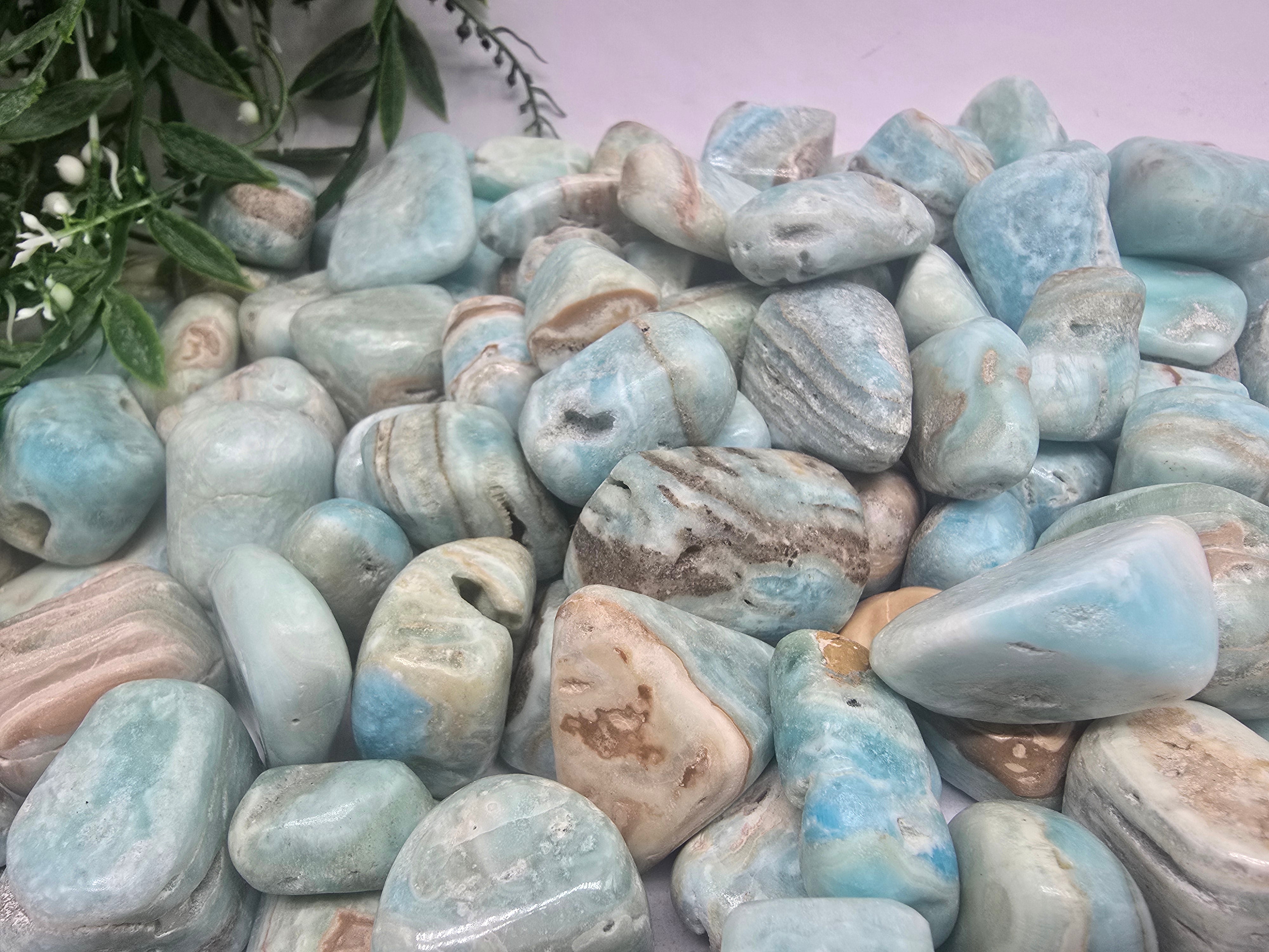 Caribbean Blue Calcite Tumbled Stone Crystal Wellness