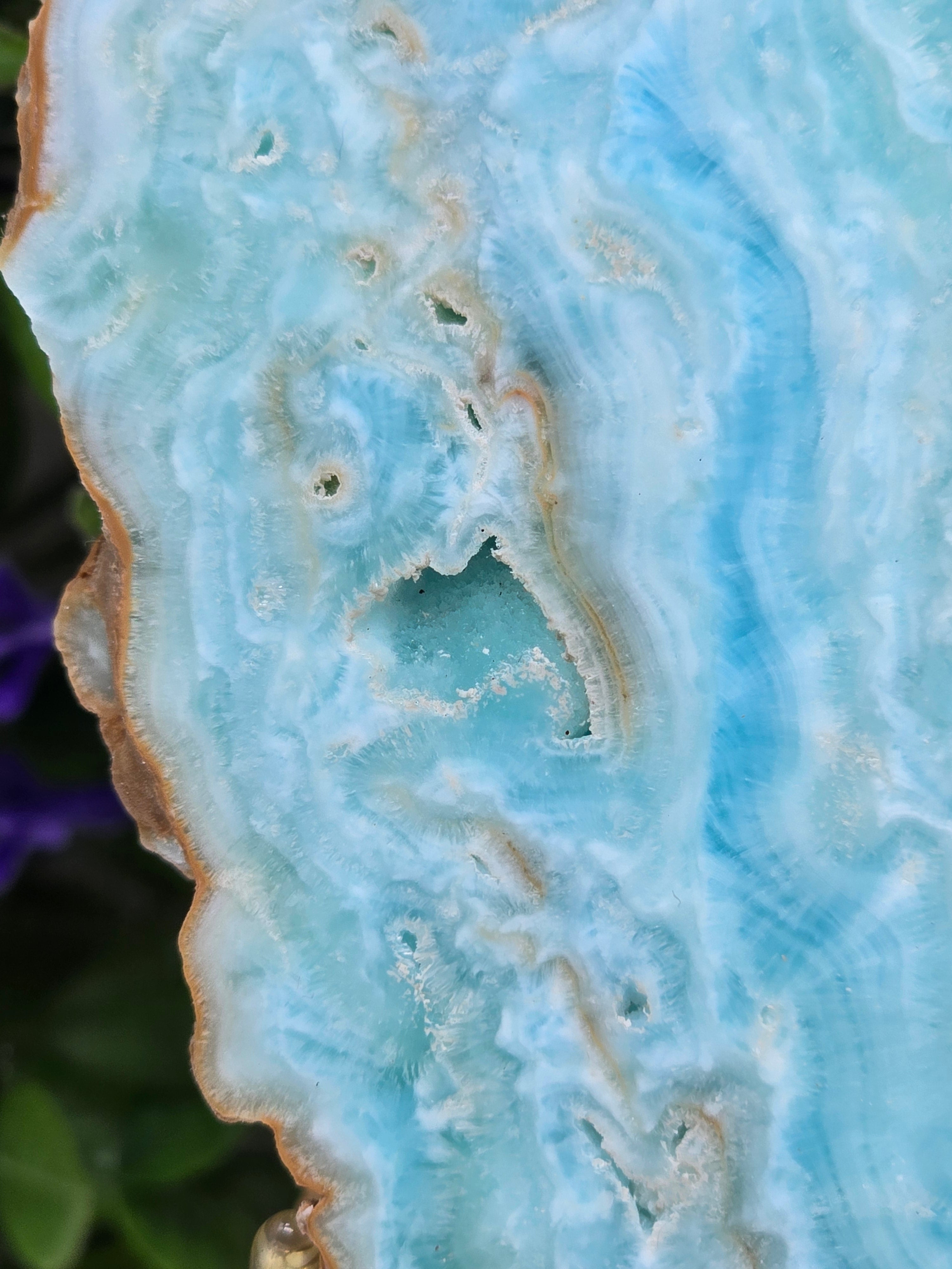 Caribbean Blue Calcite Slab - Stone of Emotional Healing & Calm Communication | 13x10cm Crystal Wellness