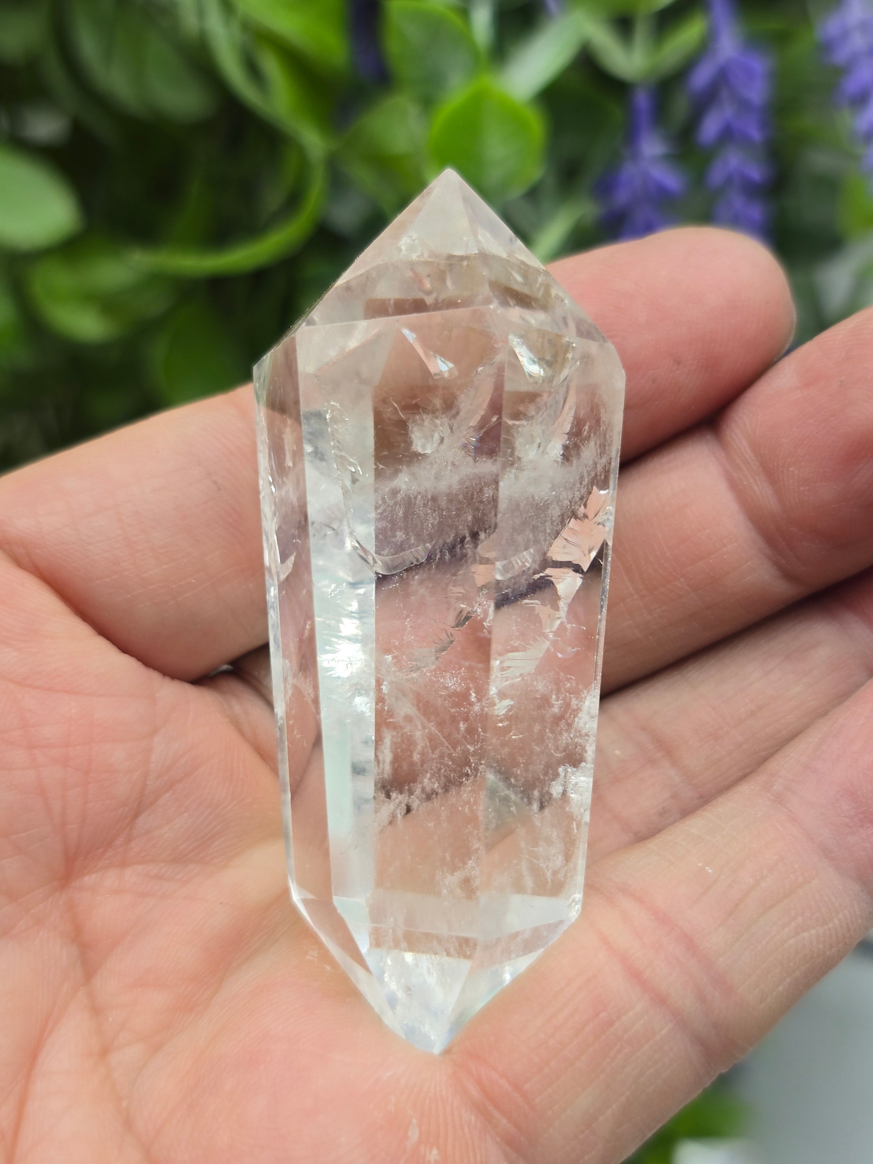 Premium Brazilian Clear Quartz Double-Terminated Crystal Point | High-Grade Polished Quartz Wand | Stone of Clarity, Amplification & Divine Light Crystal Wellness