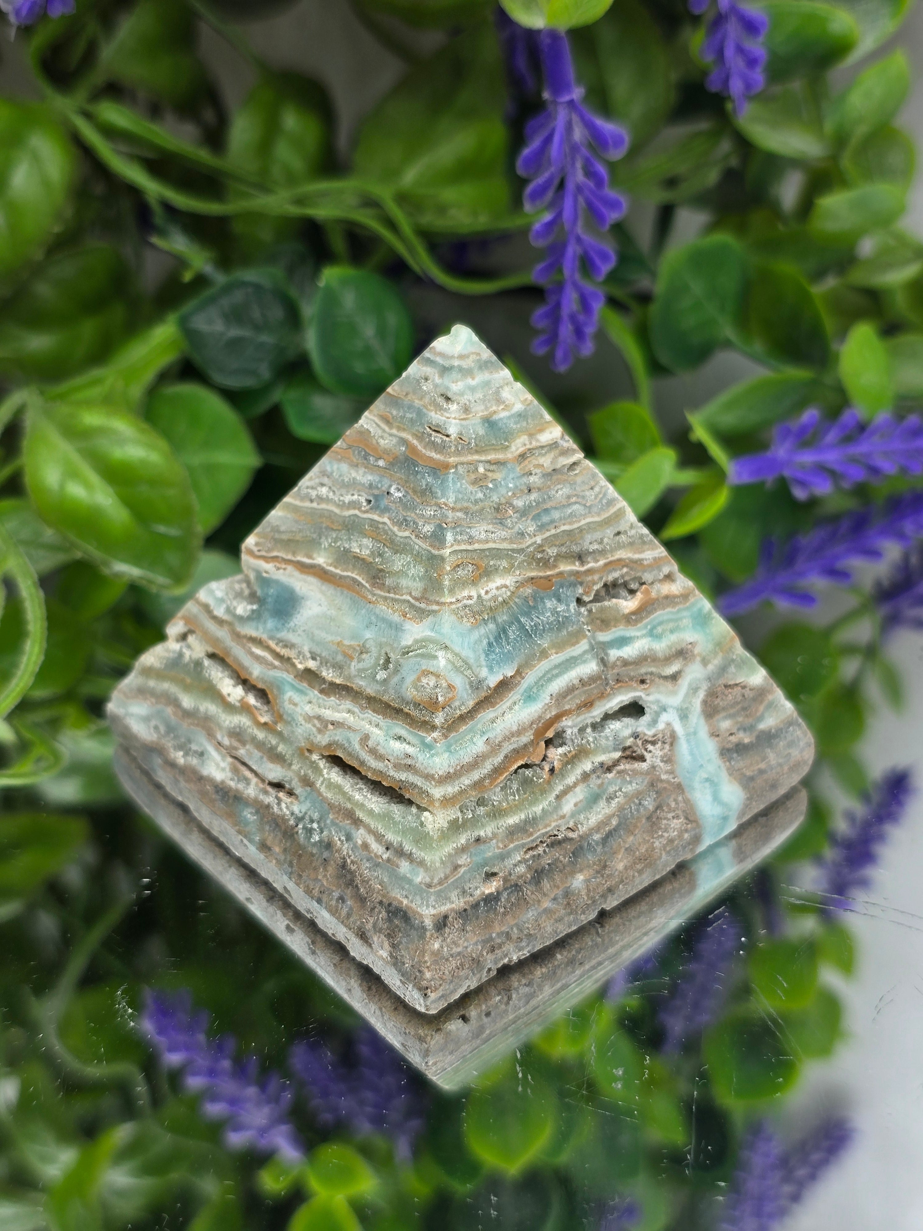 Caribbean Blue Calcite Pyramid — Stone of Peace, Emotional Healing & Gentle Transformation Crystal Wellness