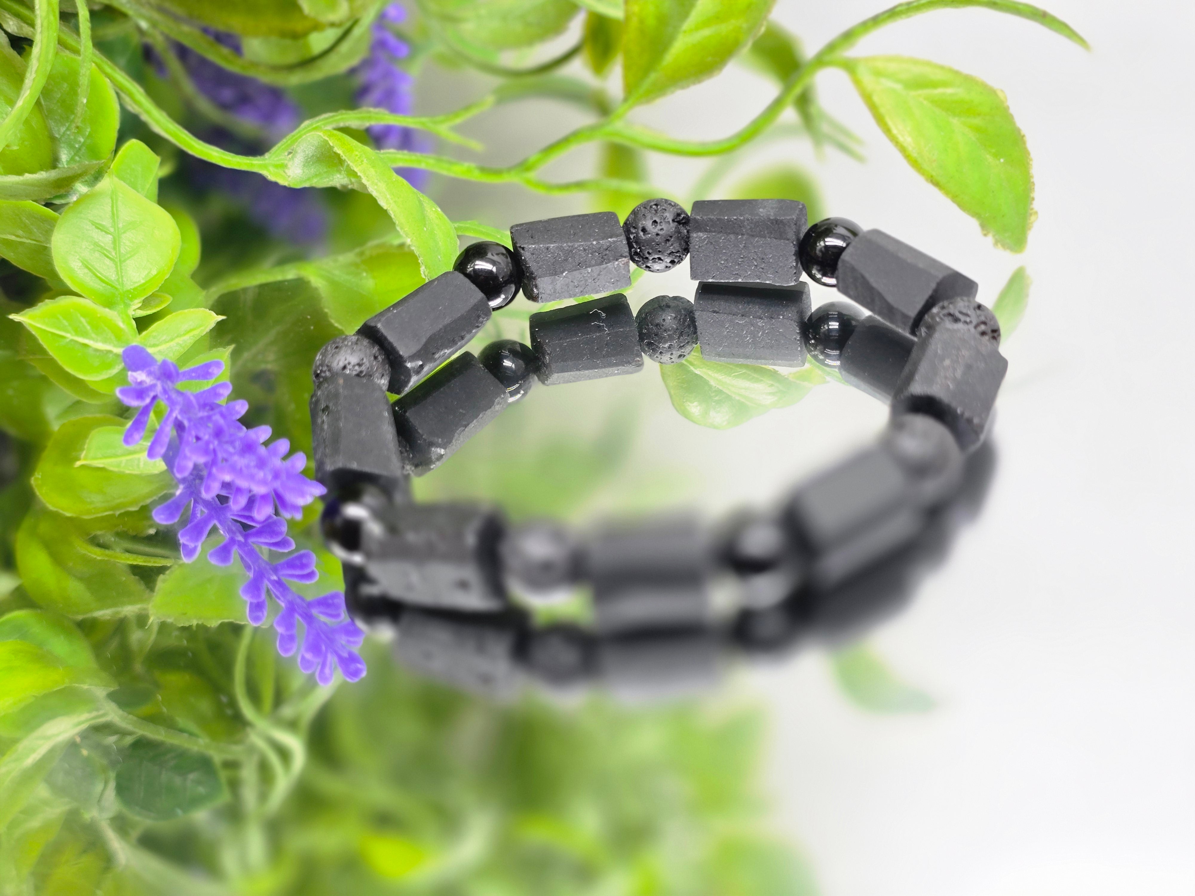 ⭐ Black Tourmaline, Black Obsidian & Lava Stone Bracelet – Protection, Grounding & Strength (8mm) Crystal Wellness