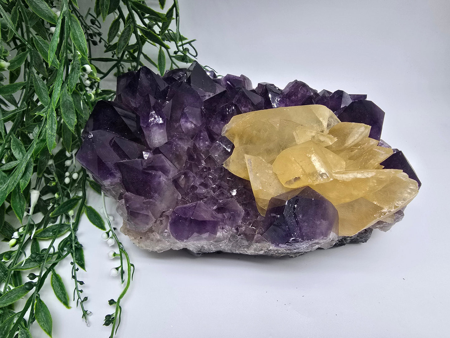 Yellow Calcite & Amethyst Crystal Fusion – Rare 3.5kg Collector’s Gem Crystal Wellness