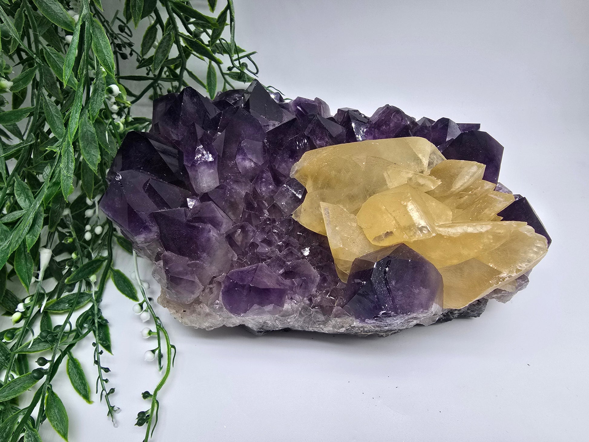 Yellow Calcite & Amethyst Crystal Fusion – Rare 3.5kg Collector’s Gem Crystal Wellness