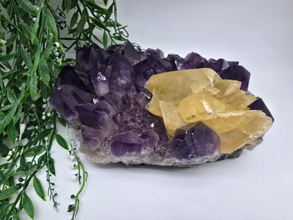 Yellow Calcite & Amethyst Crystal Fusion – Rare 3.5kg Collector’s Gem Crystal Wellness