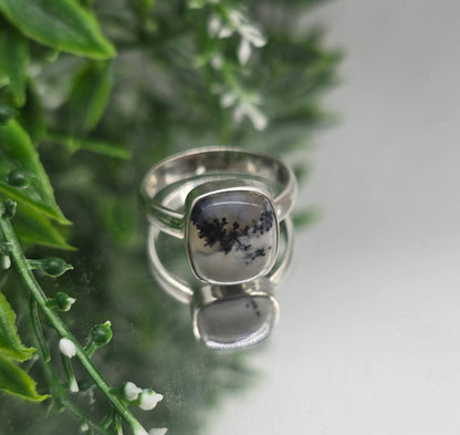 Dendrite Opal 925 Silver Ring – Clarity & Inner Growth, Size 9 Crystal Wellness