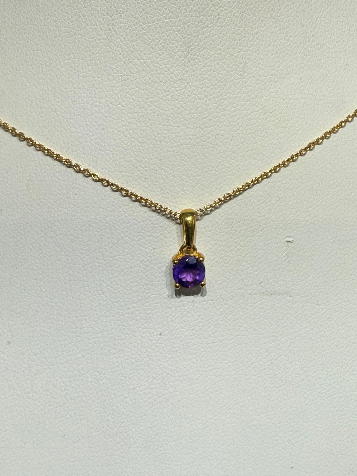 Amethyst Radiance Round Pendant in 18ct Gold Vermeil Crystal Wellness