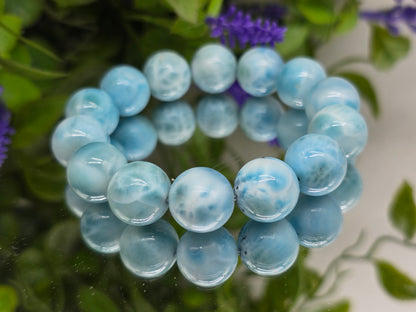 Larimar 14mm Beads Bracelet (Stone of Serenity, Divine Feminine & Ocean Calm)
