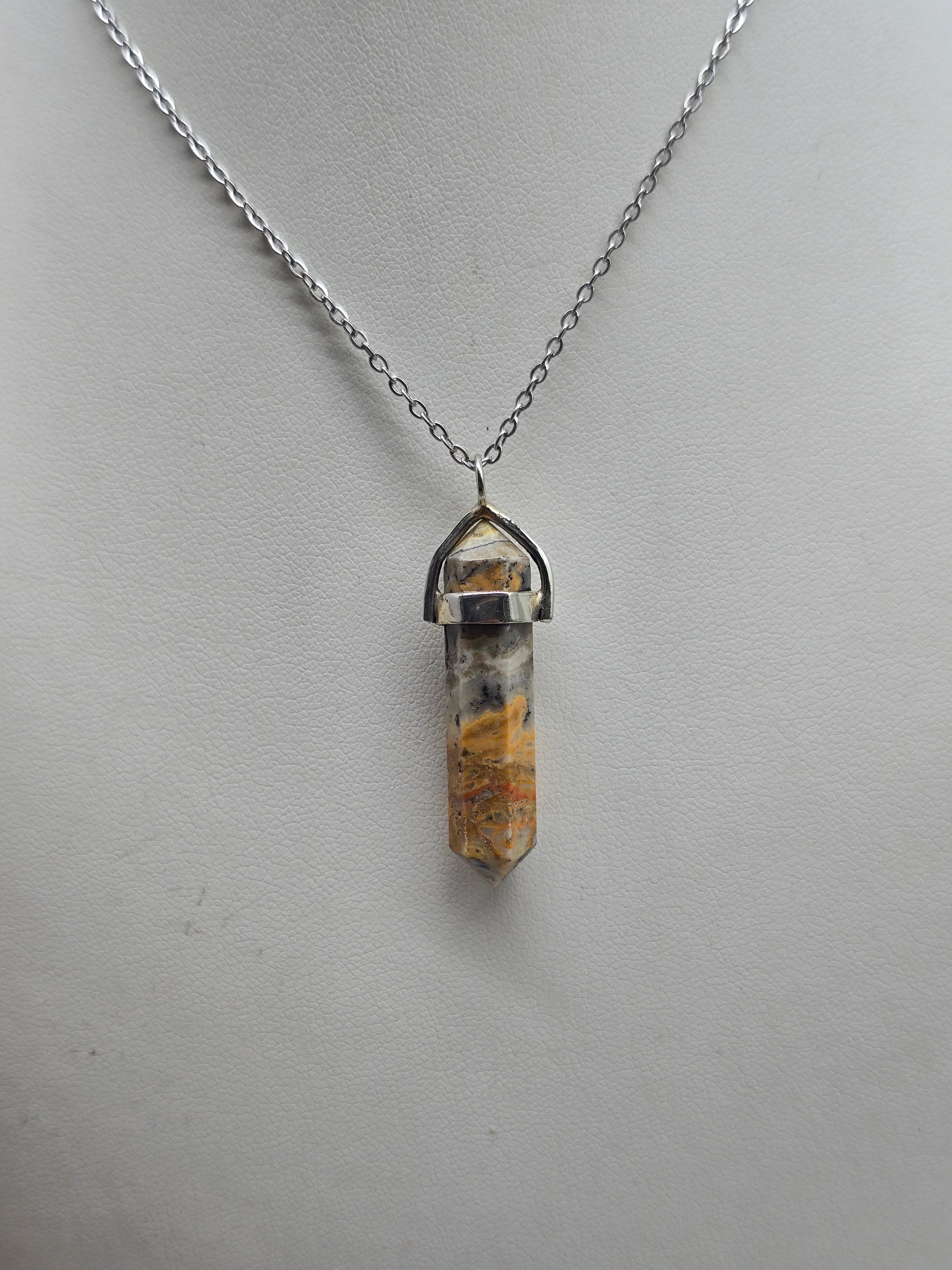 🔥 Bumblebee Jasper Double-Terminated 925 Sterling Silver Pendant Crystal Wellness