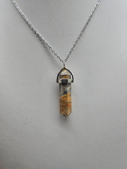 🔥 Bumblebee Jasper Double-Terminated 925 Sterling Silver Pendant Crystal Wellness