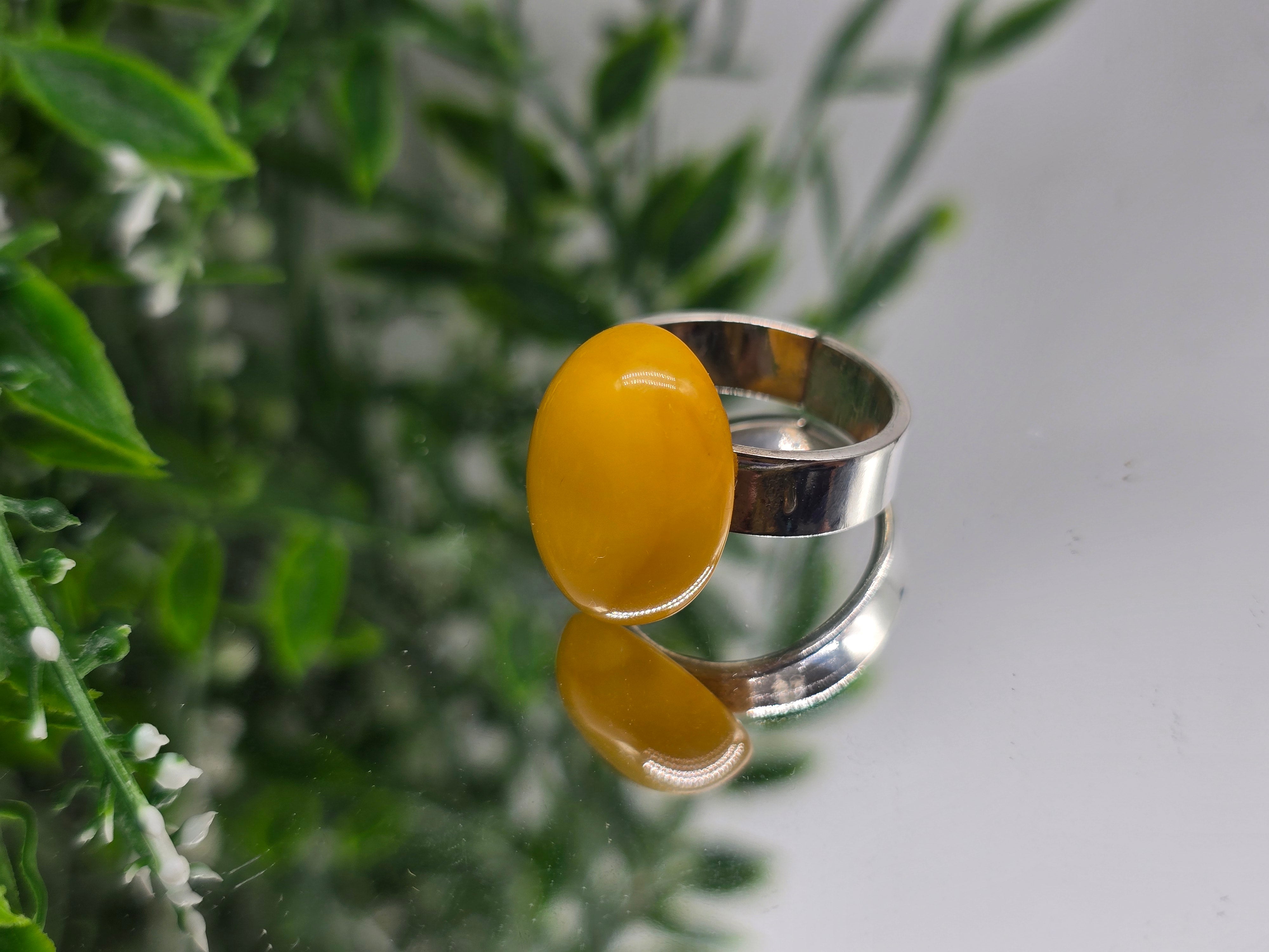 Butterscotch Baltic Amber 925 Sterling Silver Ring Size USA 13 or AUS Z1/2 Crystal Wellness