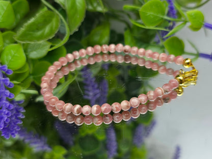 High-Grade Rhodochrosite 3mm Bead Bracelet – Stone of Compassion & Emotional Renewal Crystal Wellness