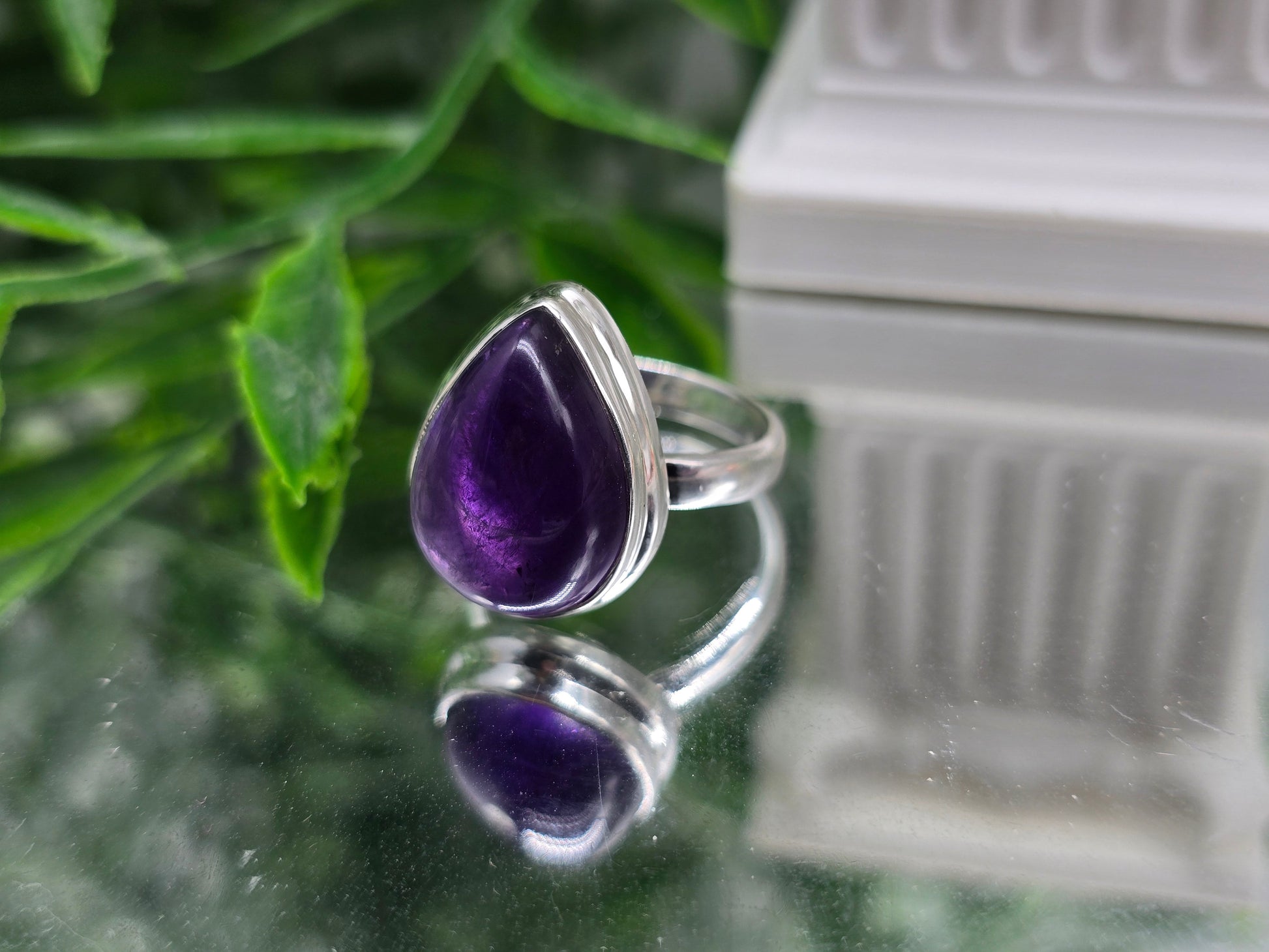 Premium Amethyst 925 Sterling Silver Ring – Stone Of Spiritual Clarity & Inner Peace | Size 5.5 Crystal Wellness