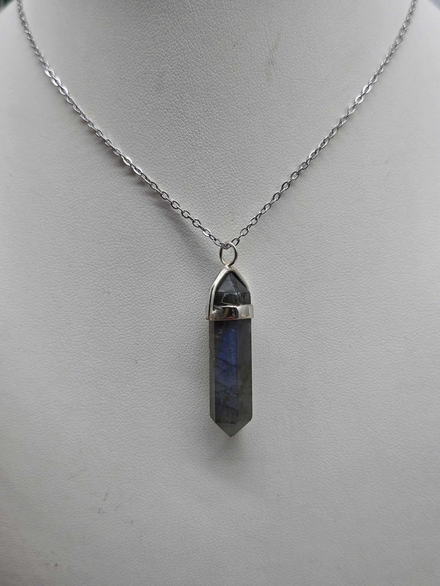 Natural Labradorite Double Terminated 925 Sterling Silver Pendant (Stone of Magic & Intuition) Crystal Wellness
