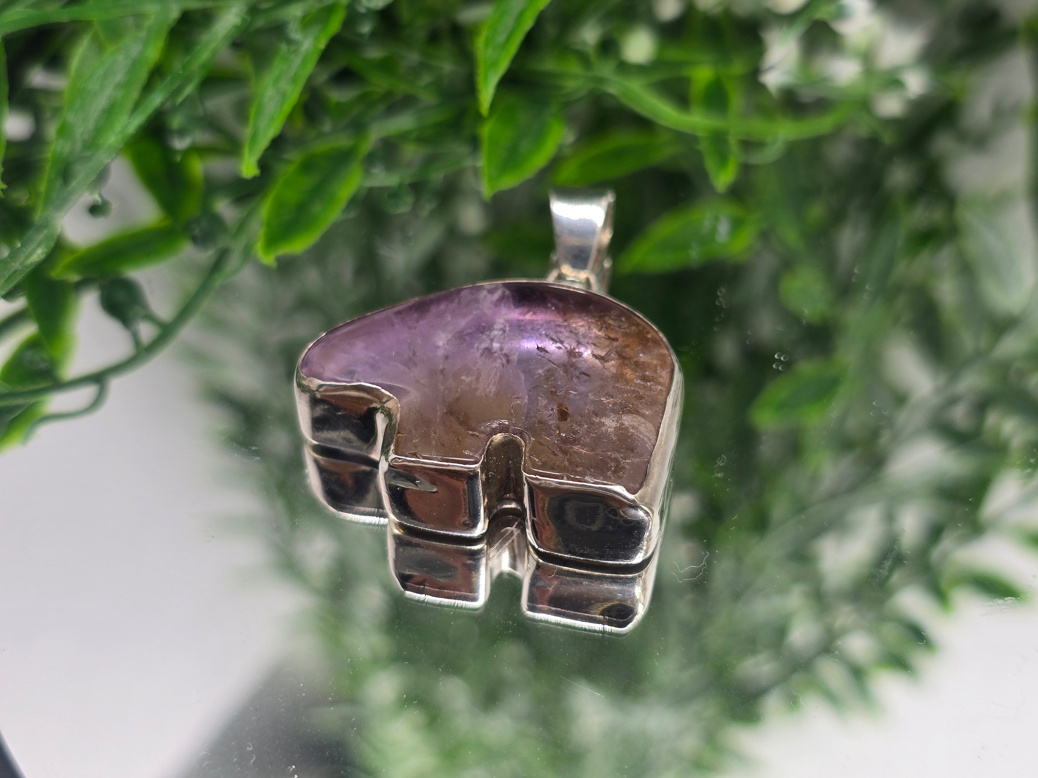 Ametrine Bear Pendant 925 Sterling Silver – Balance, Strength & Transformation Crystal Jewelry Crystal Wellness