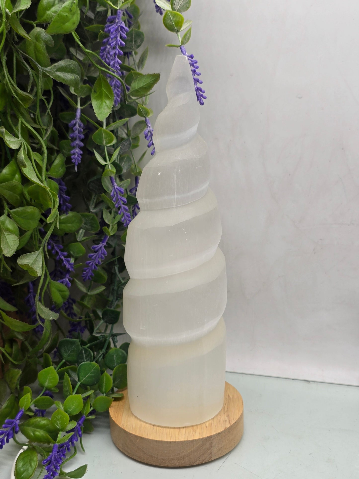 Luxury High-Grade Moroccan Selenite Spiral Lamp – Energy Cleansing Light & Inner Peace (LED Wooden Base Included) Crystal Wellness