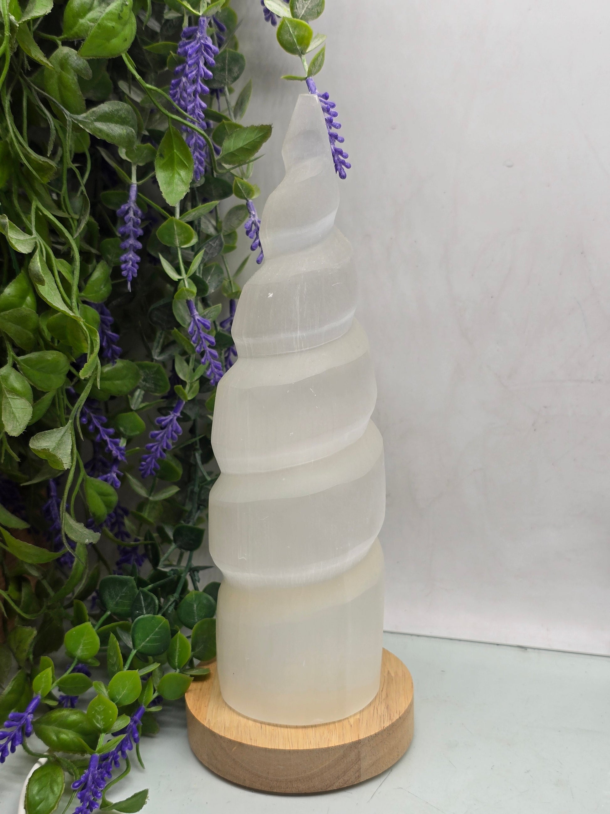 Luxury High-Grade Moroccan Selenite Spiral Lamp – Energy Cleansing Light & Inner Peace (LED Wooden Base Included) Crystal Wellness