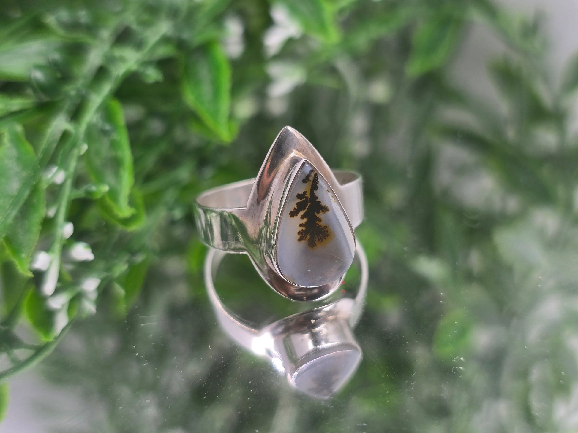 ✨ Scenic Agate 925 Sterling Silver Ring Size 10 – Stone of Inner Peace & Earth Connection Crystal Wellness