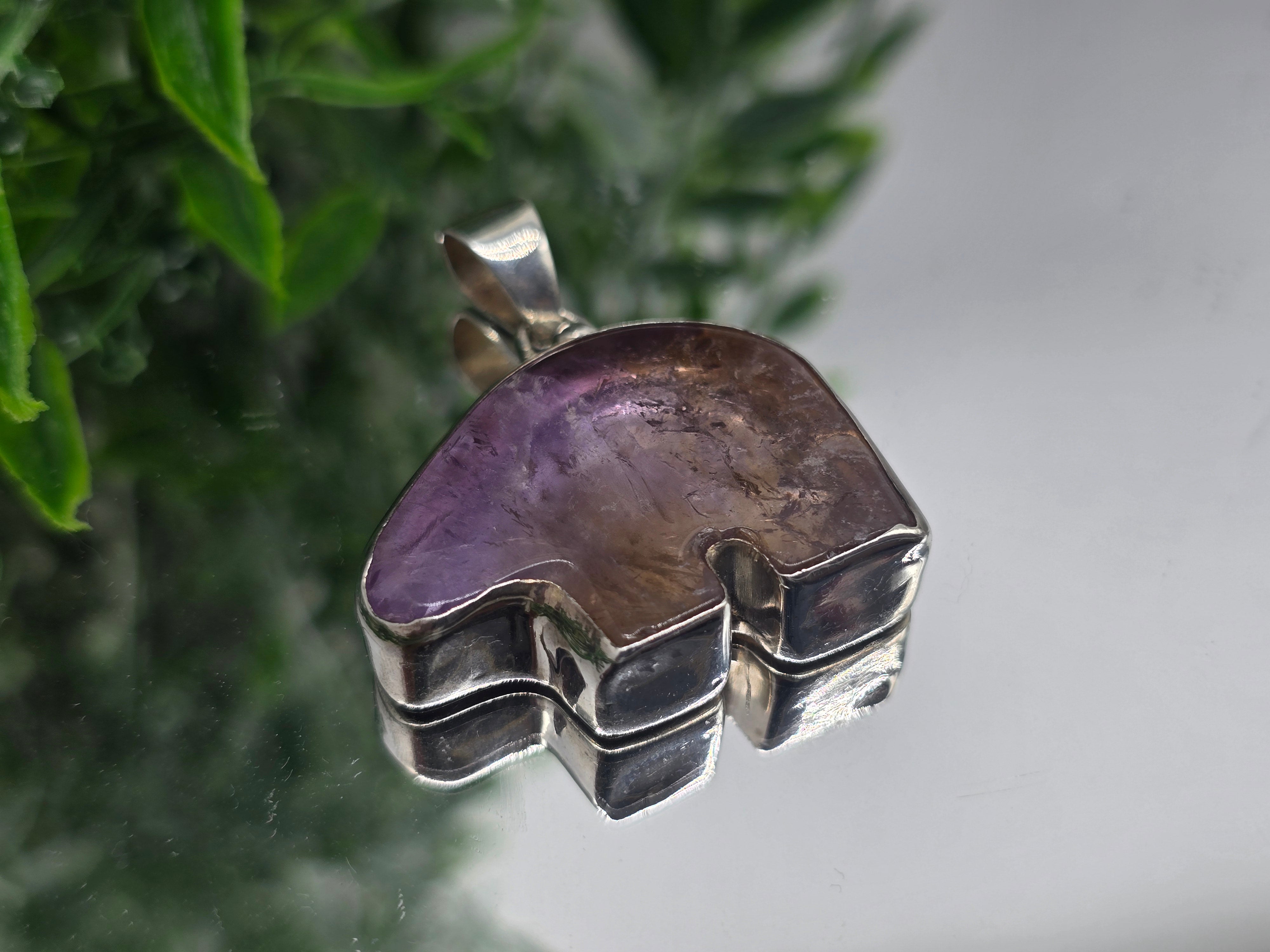 Ametrine Bear Pendant 925 Sterling Silver – Balance, Strength & Transformation Crystal Jewelry Crystal Wellness