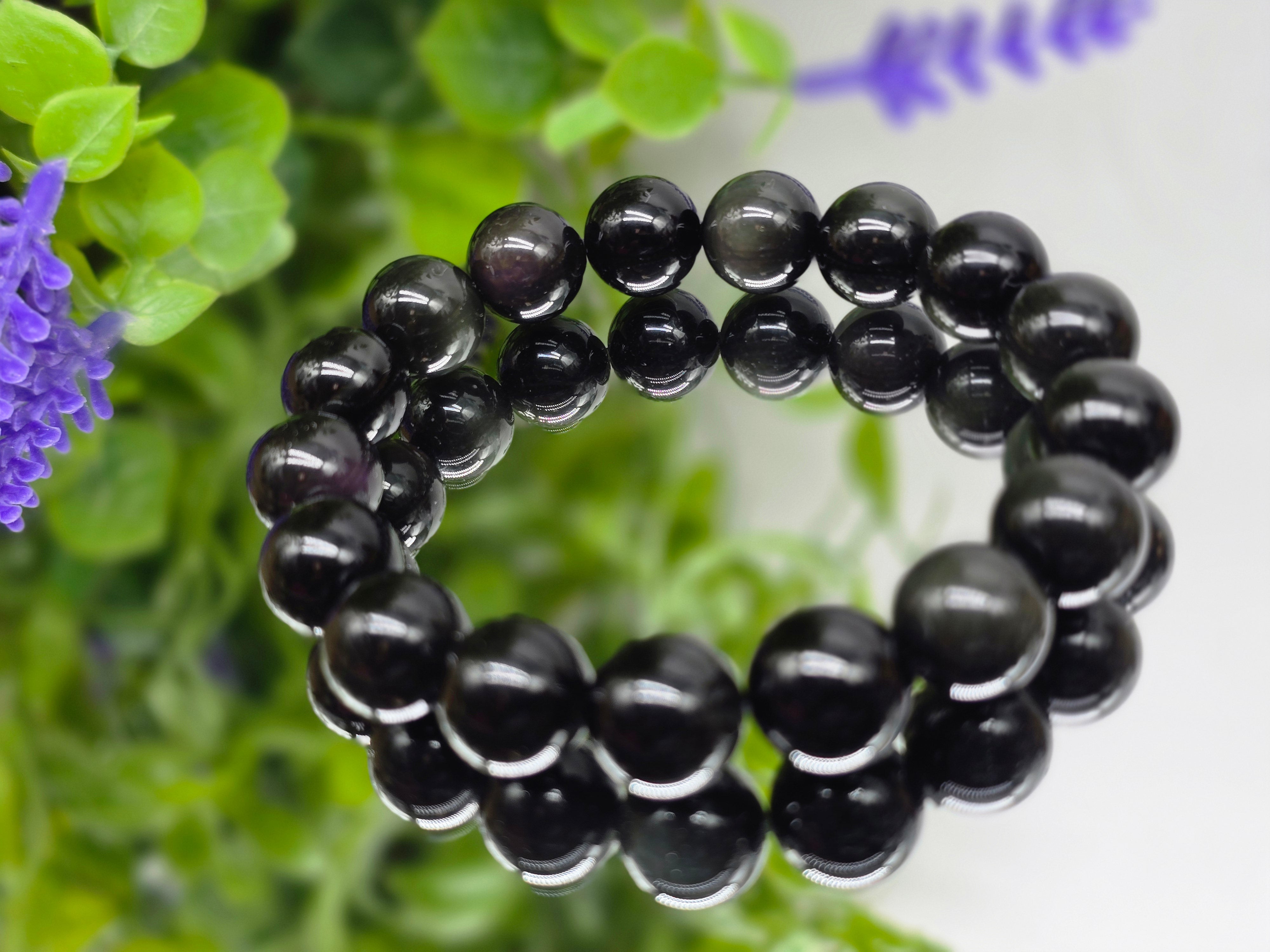 Rainbow Obsidian 12mm Beads Bracelet – Shine, Protect & Transform! Crystal Wellness