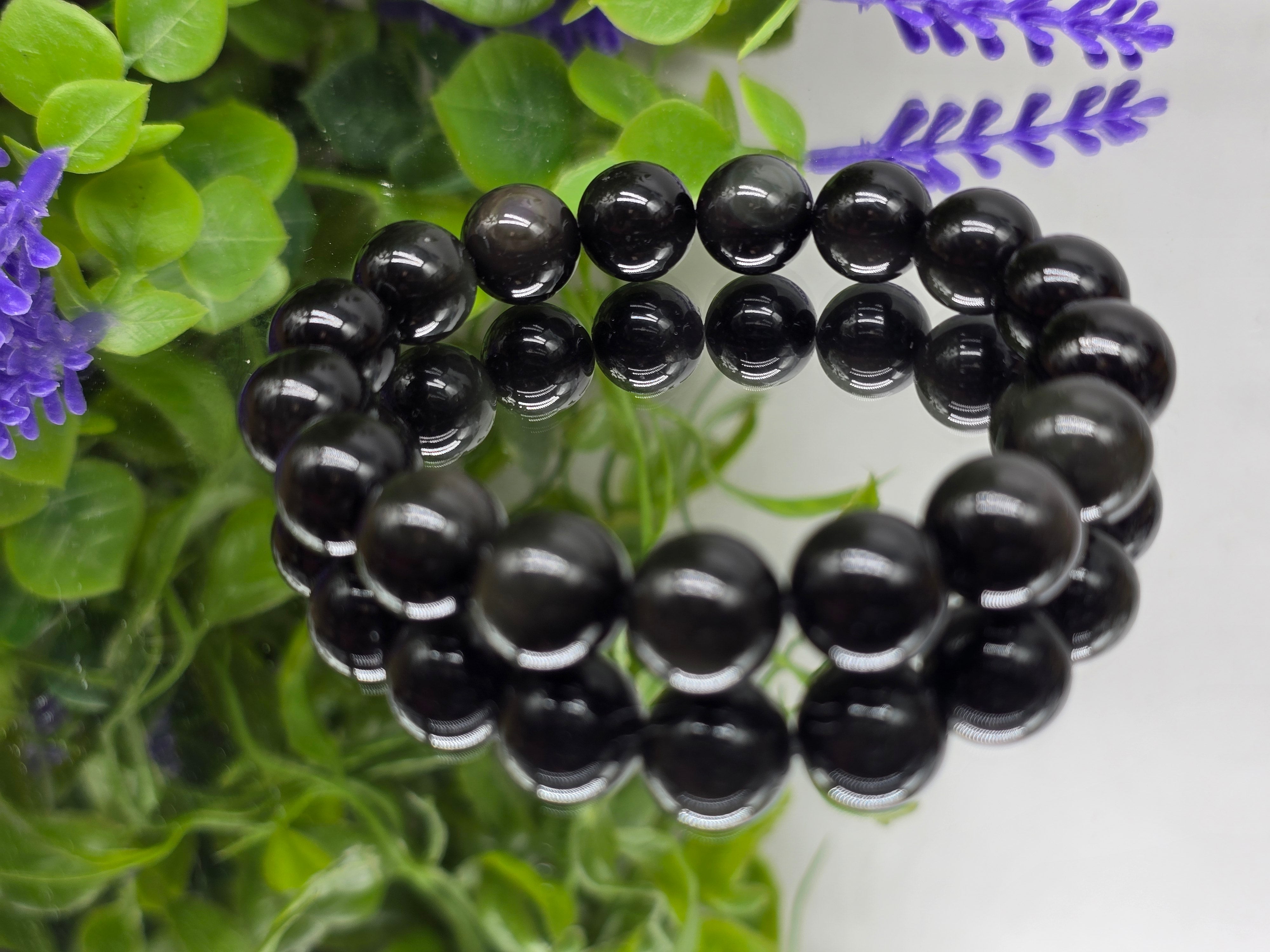Rainbow Obsidian 12mm Beads Bracelet – Shine, Protect & Transform! Crystal Wellness