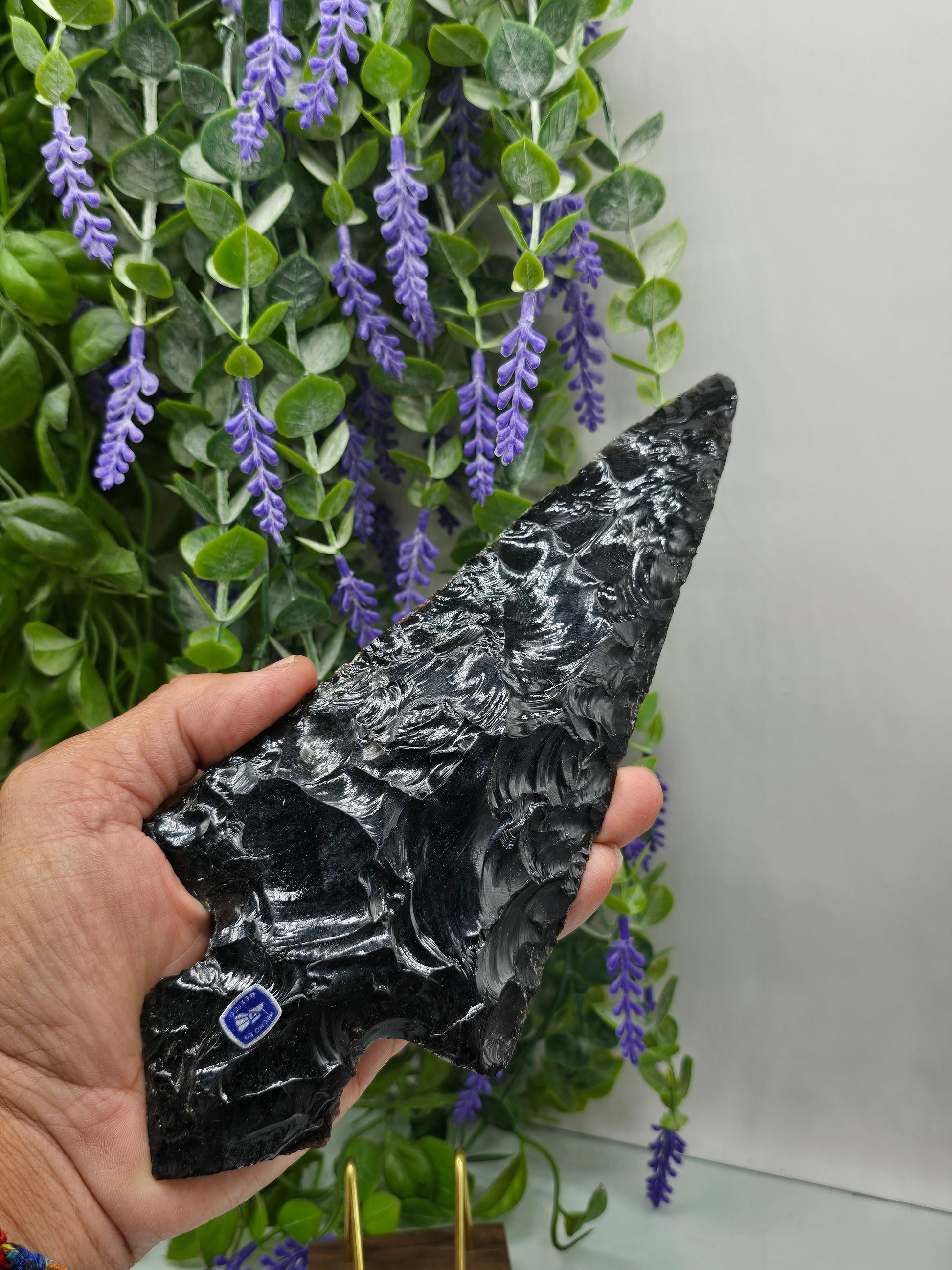 Premium Mexican Black Obsidian Spearhead Dagger – 23.5 × 10 cm | Protection, Grounding and Inner Strength Crystal Wellness