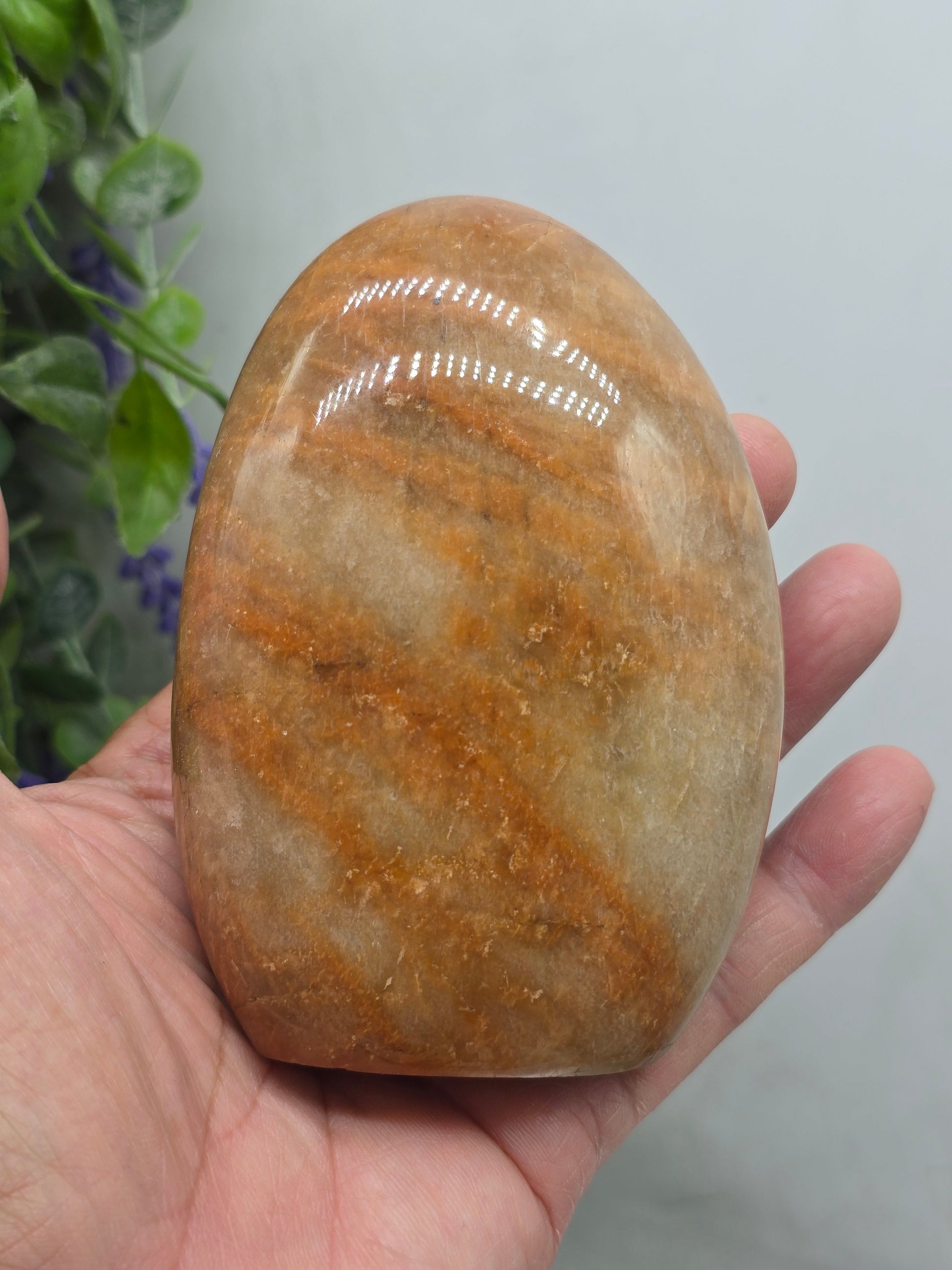 Peach Moonstone Freeform Standing Stone – Madagascan Divine Feminine Healing Crystal | 10.5cm × 7.5cm Crystal Wellness