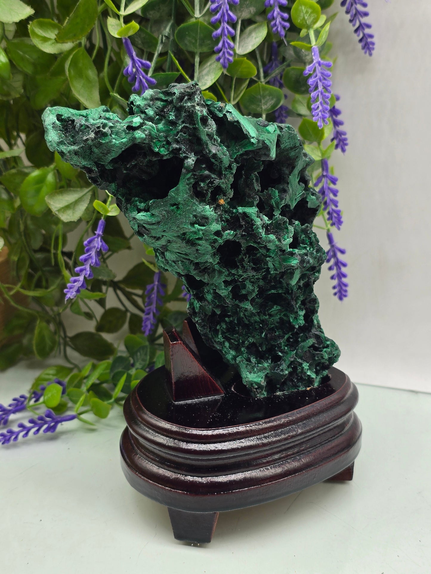 Luxury High-Grade Fibrous Malachite Freeform Display Specimen – Stone of Transformation & Empowered Growth Crystal Wellness