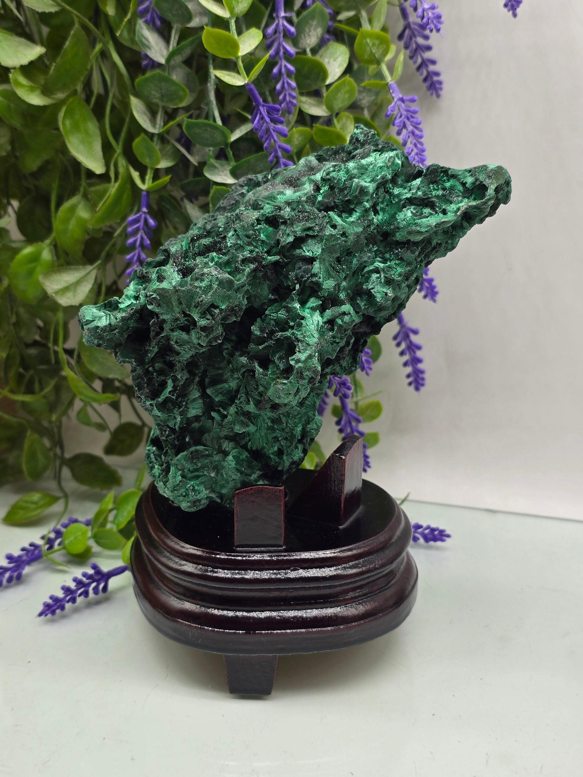 Luxury High-Grade Fibrous Malachite Freeform Display Specimen – Stone of Transformation & Empowered Growth Crystal Wellness
