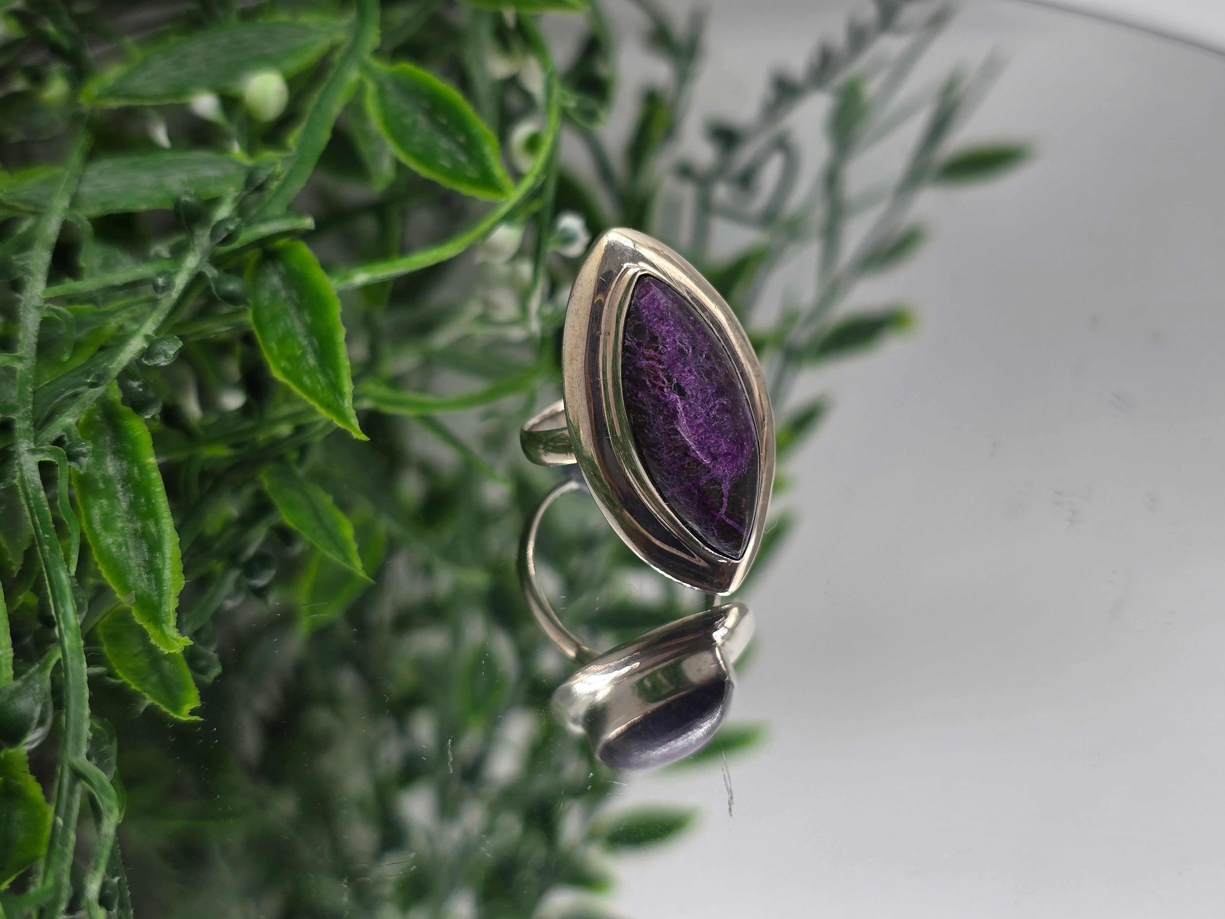 Purpurite Sterling Silver Ring – Size 9 | Stone of Spiritual Awakening & Divine Expression Crystal Wellness