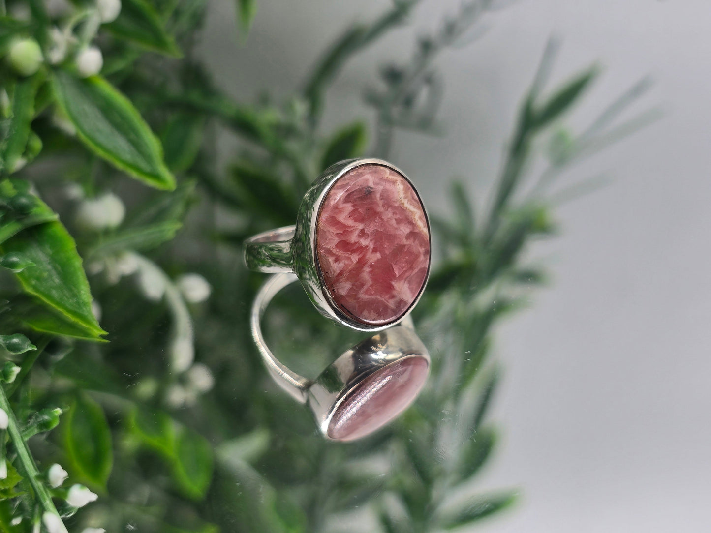 Rhodochrosite Sterling Silver Ring “Heart Harmony” – Size 7.5 | Love & Emotional Healing Crystal Jewelry Crystal Wellness