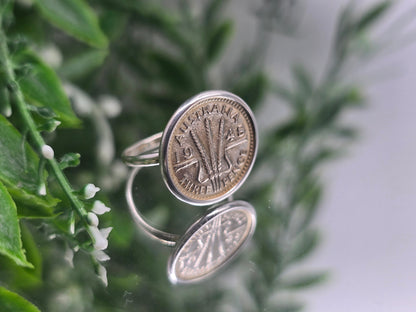 Australian Three Pence 1948 Silver Ring – Size 6 Crystal Wellness
