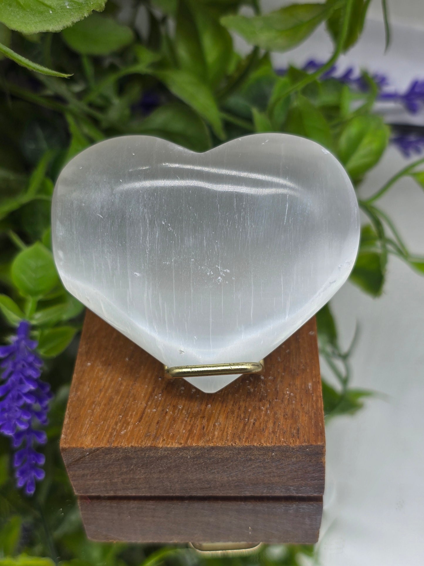 Selenite Palm Heart Crystal Wellness