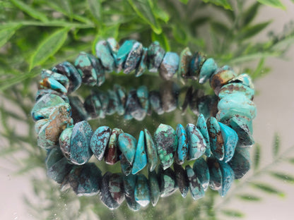 Natural Untreated Turquoise Raw & Half-Polished Chip Bracelet – Stone of Protection, Wisdom & Authentic Expression Crystal Wellness