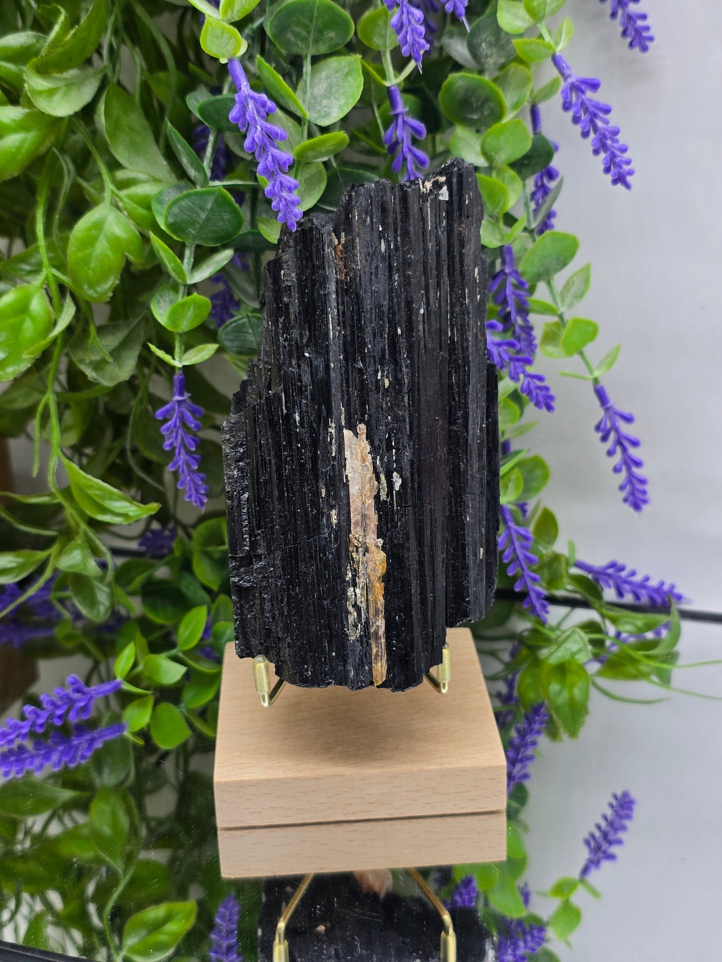 Natural Black Tourmaline Raw Standing Display Included – Stone of Protection, Grounding & Energy Shield Crystal Wellness
