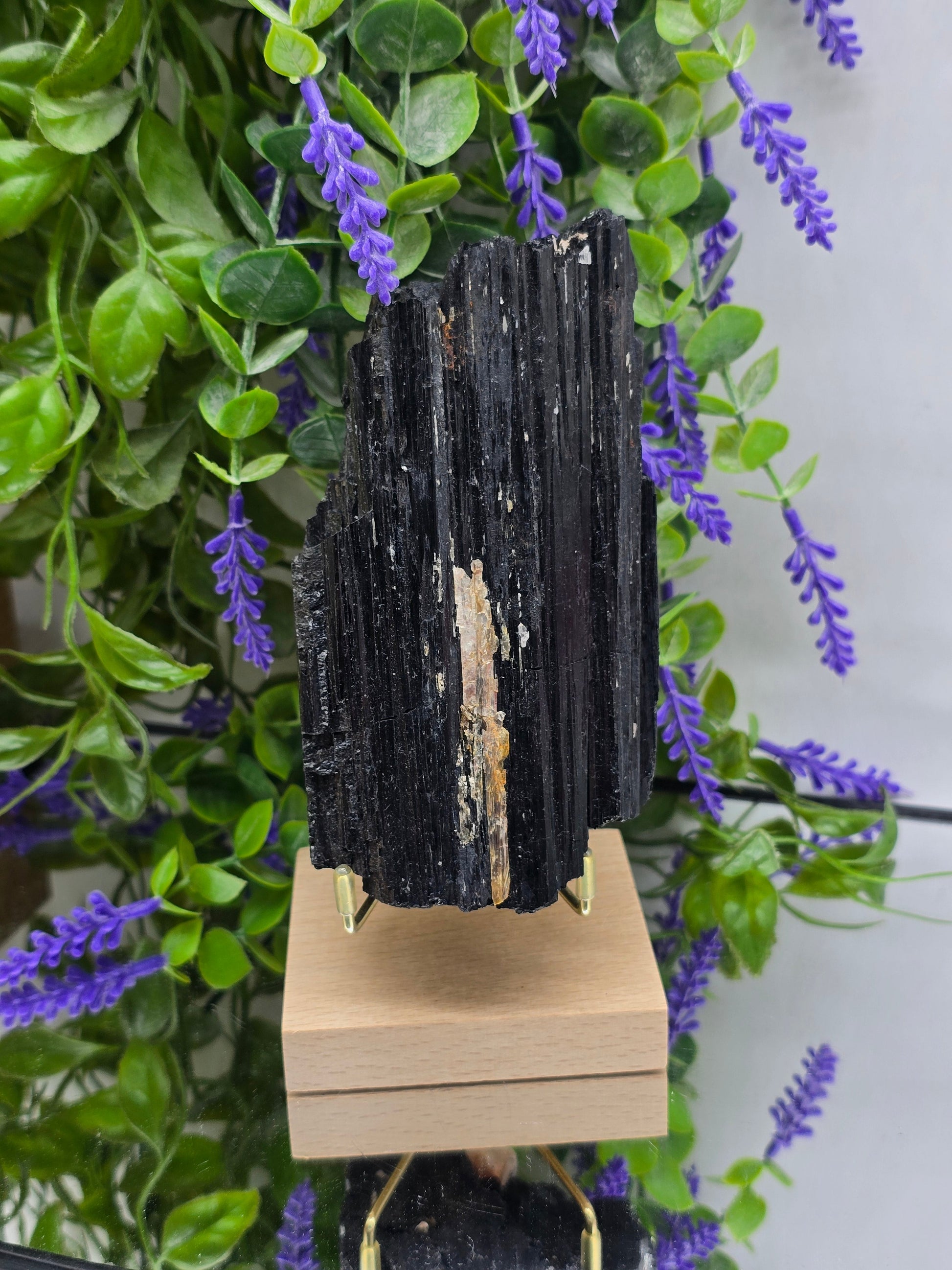 Natural Black Tourmaline Raw Standing Display Included – Stone of Protection, Grounding & Energy Shield Crystal Wellness