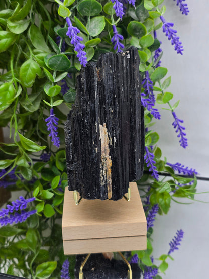 Natural Black Tourmaline Raw Standing Display Included – Stone of Protection, Grounding & Energy Shield Crystal Wellness
