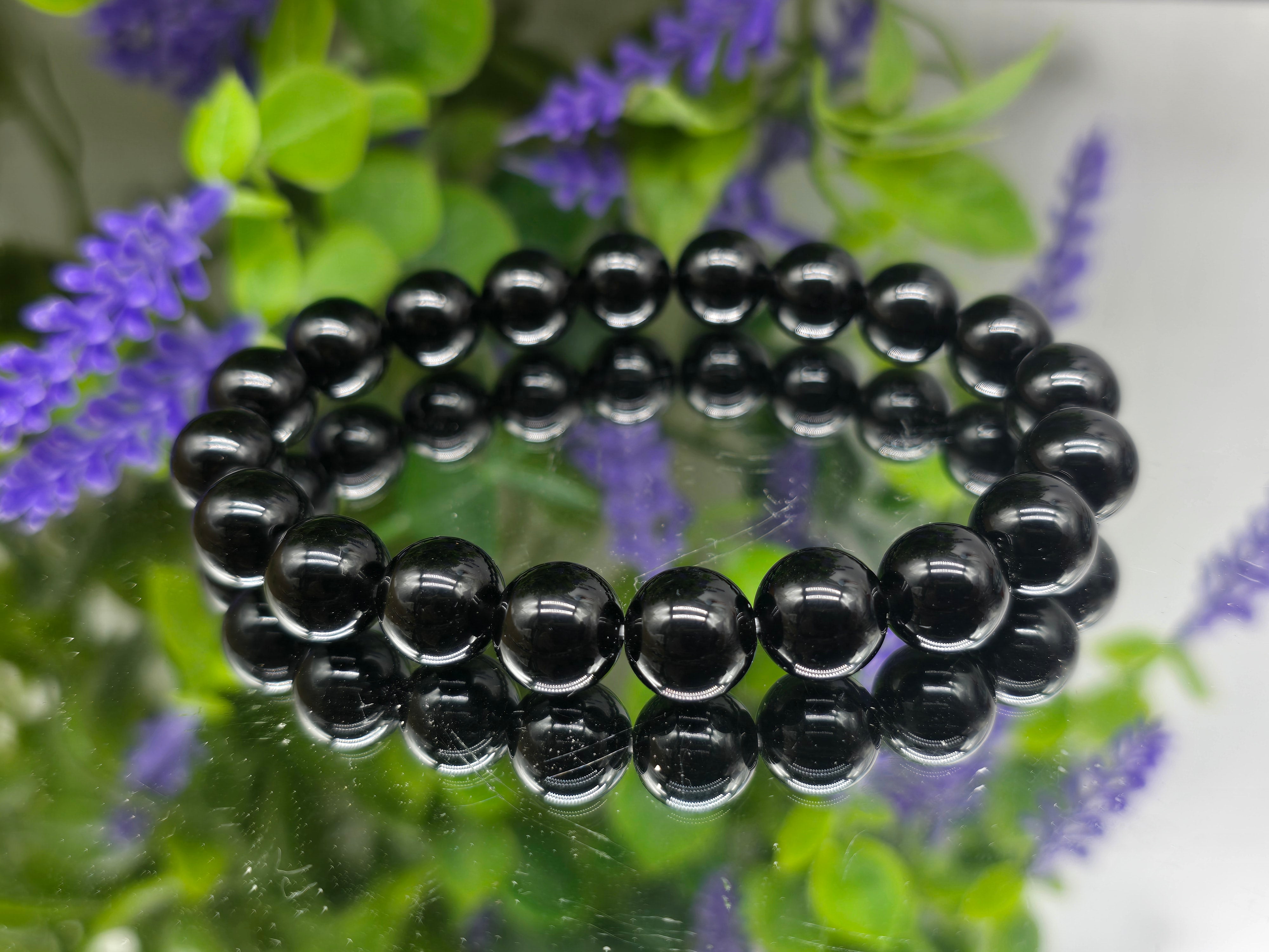 Black Obsidian Beads Bracelet (Stone of Protection & Truth) Crystal Wellness