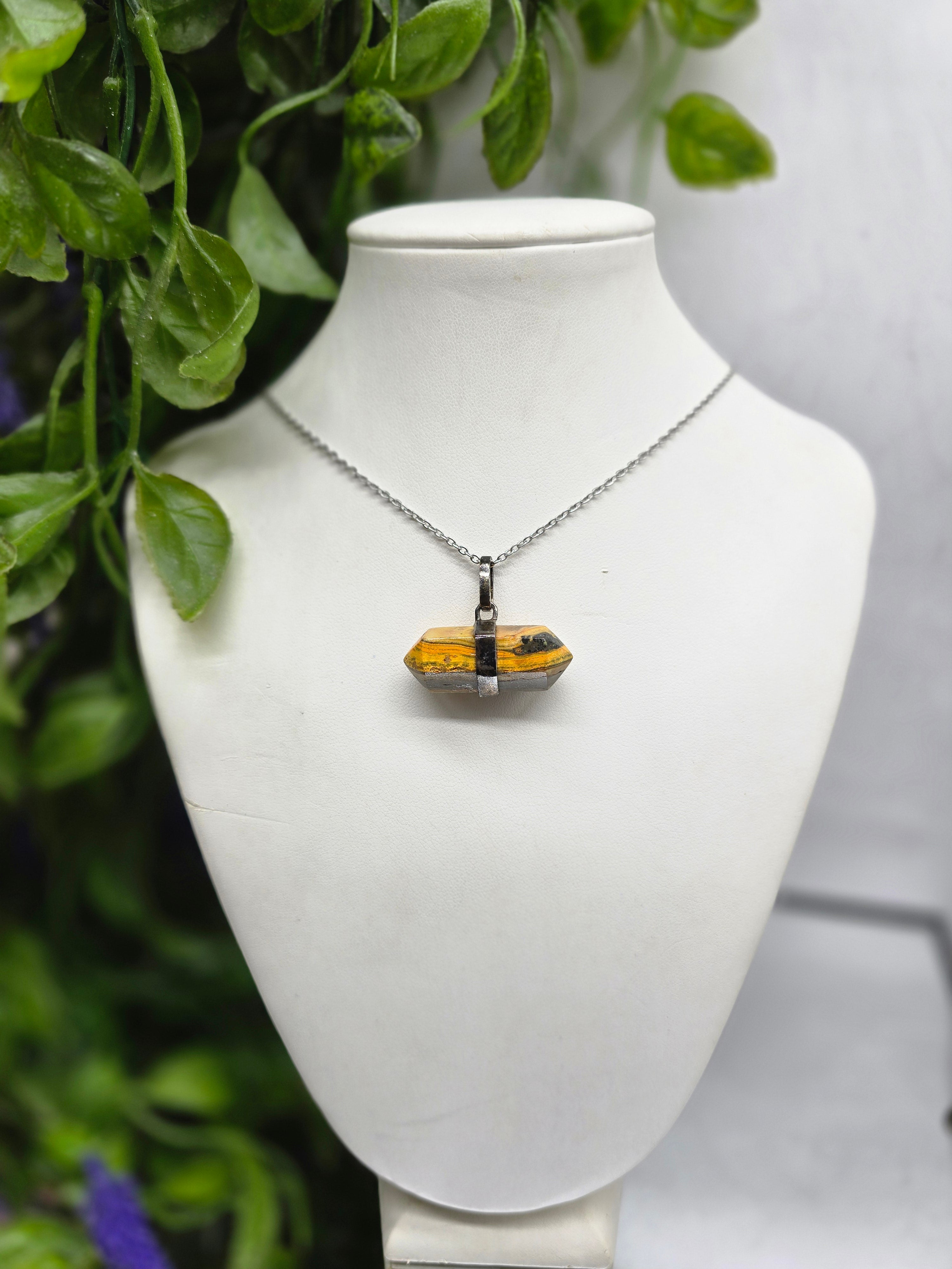 Bumblebee Jasper Oxidised 925 Sterling Silver Pendant (Stone of Vitality & Fearless Transformation) Crystal Wellness