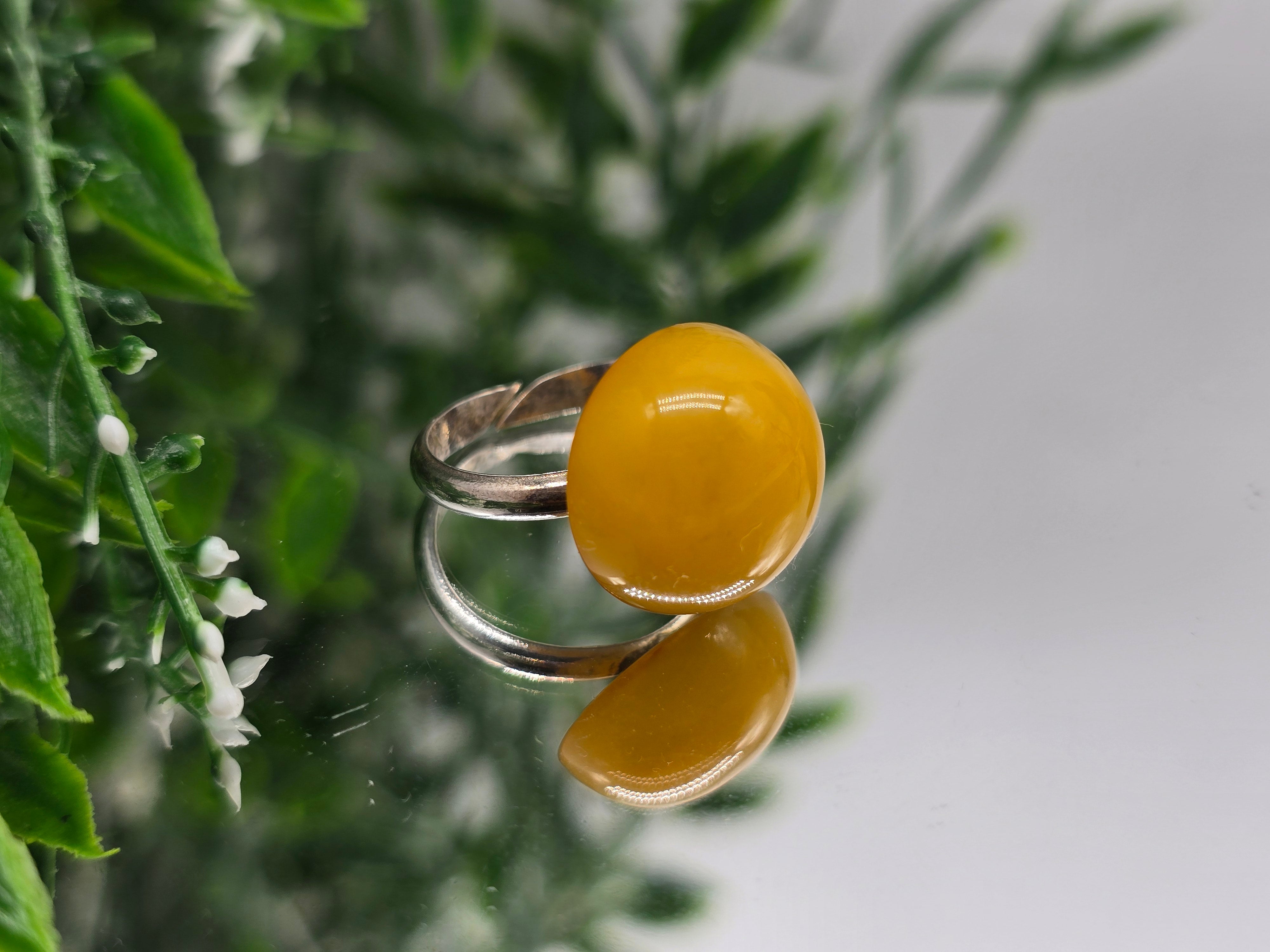 Natural Butterscotch Amber Ring Size 5 – Stone of Warmth, Balance & Emotional Harmony Crystal Wellness