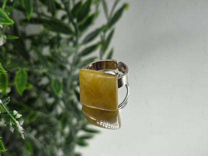 Natural Butterscotch Amber Ring Size 9 – Radiant Warmth & Timeless Energy for Balance and Vitality Crystal Wellness