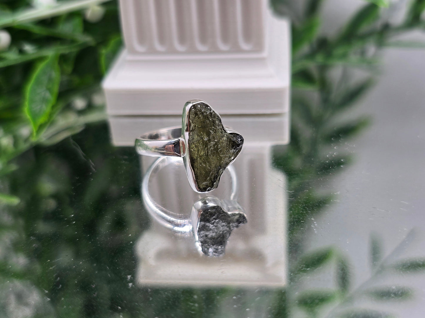 Genuine Natural Moldavite 925 Sterling Silver Ring – Stone of Transformation & Spiritual Awakening Crystal Wellness
