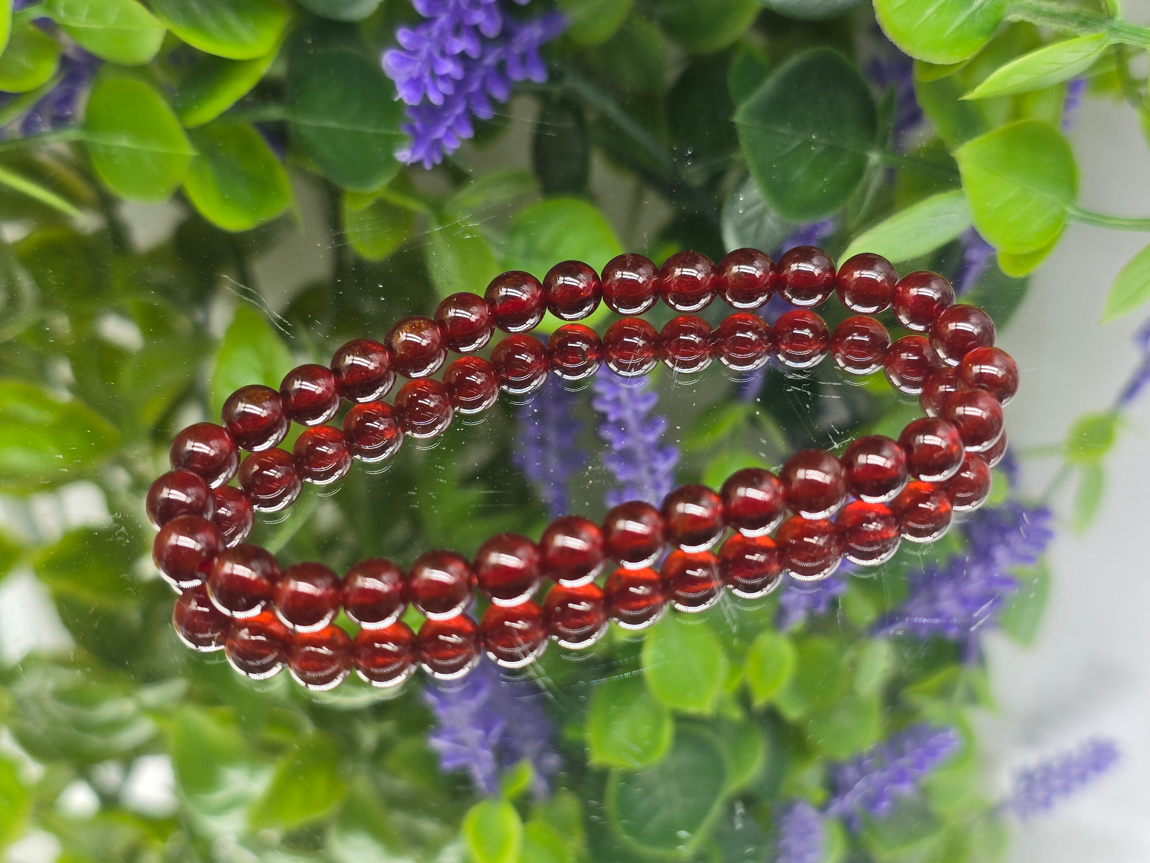 Highest Quality of Natural Garnet 6mm Beads Bracelet (Stone of Passion, Strength & Vitality) Crystal Wellness