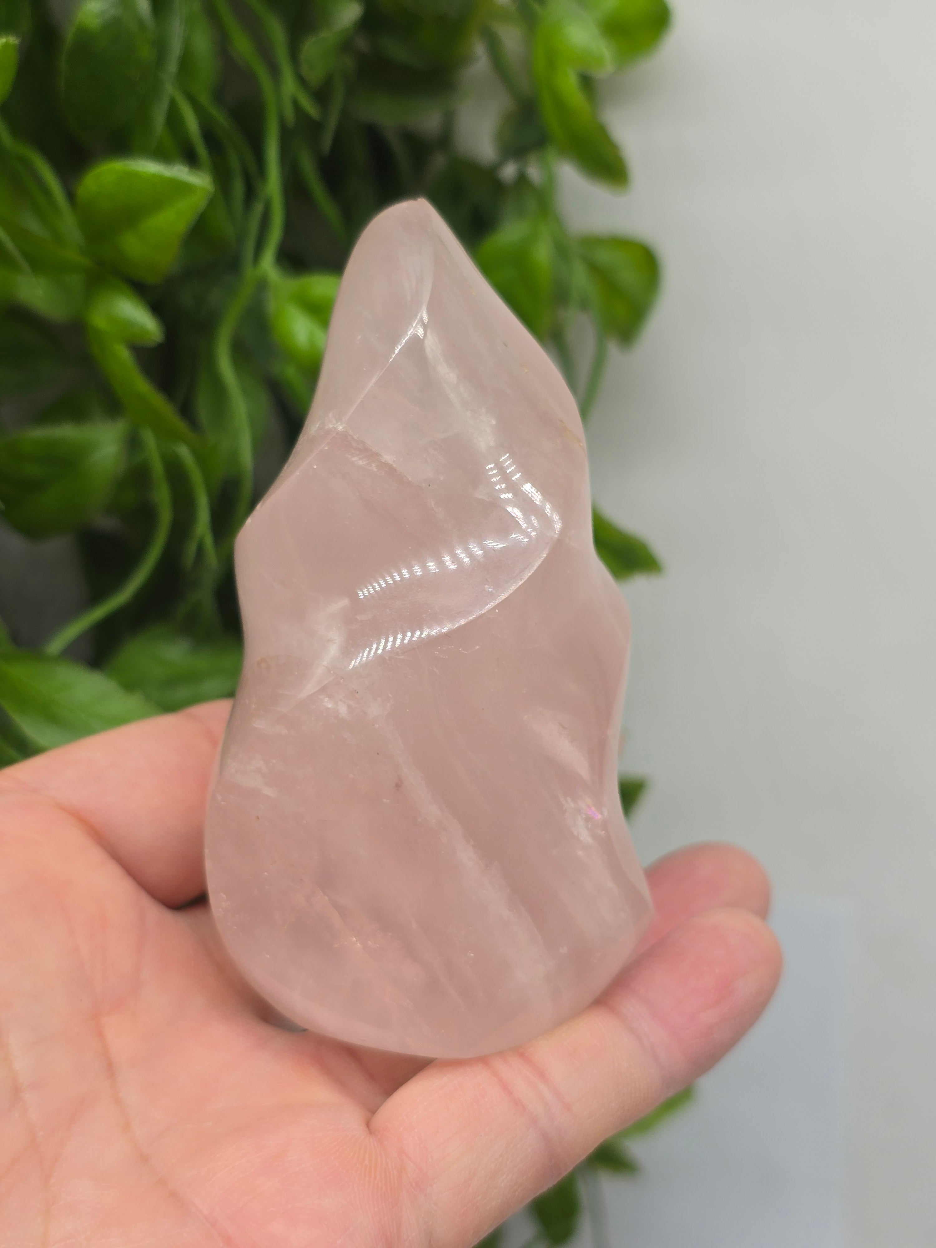 Rose Quartz Fire flame High Grade Crystal Wellness