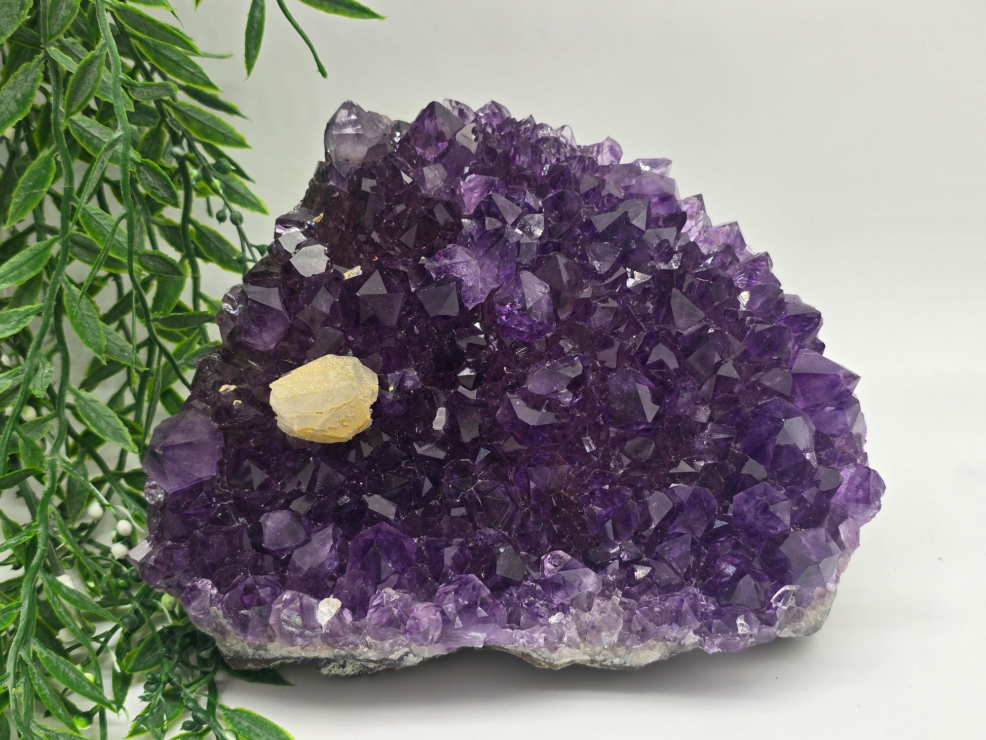 Rare Amethyst Cluster with Cacoxenite & Calcite – AAAA Grade 20x16x6cm | 2.76kg Healing Crystal Crystal Wellness