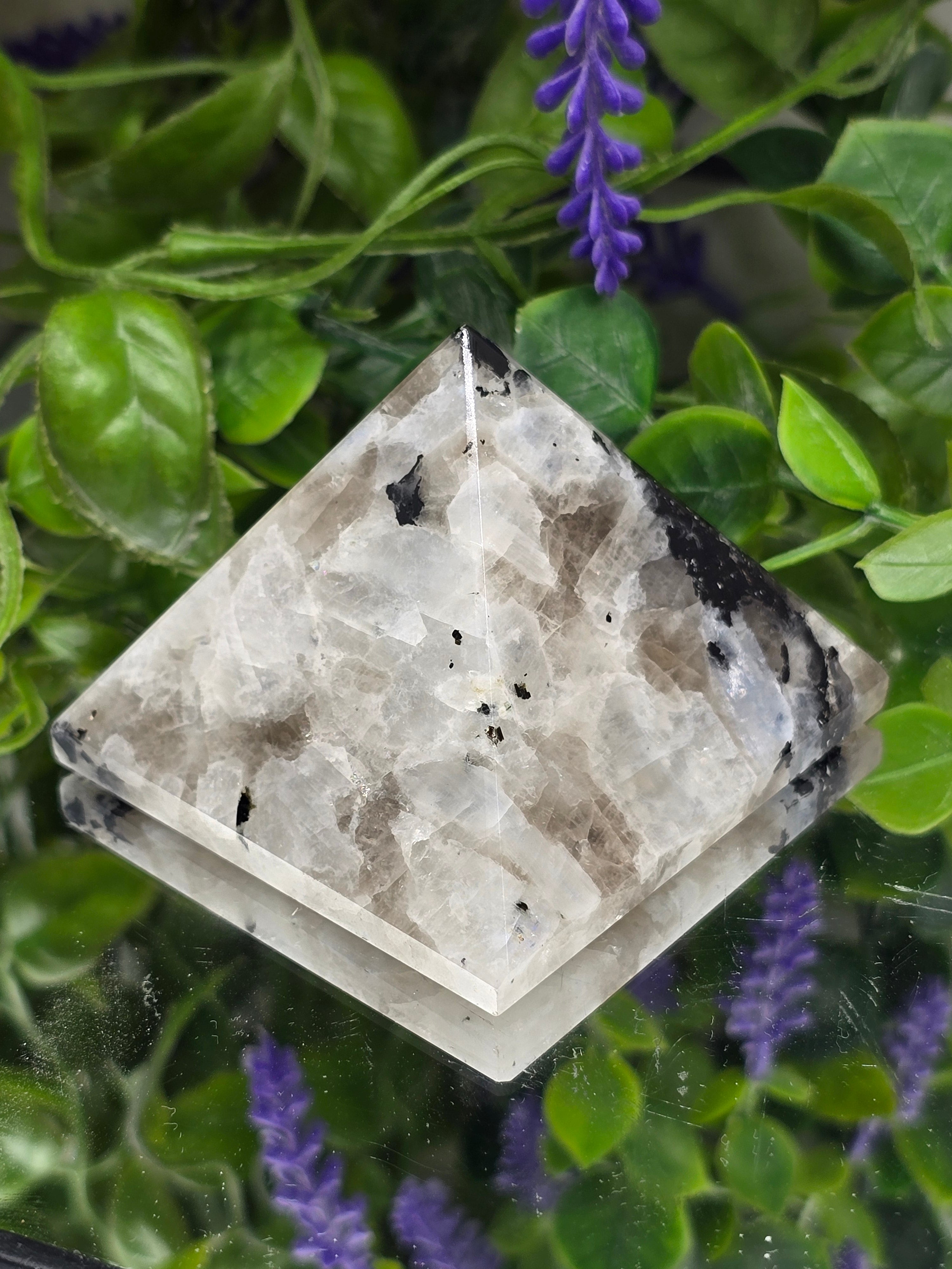 Natural Rainbow Moonstone Pyramid | Intuition, Feminine Energy & New Beginnings Crystal Wellness