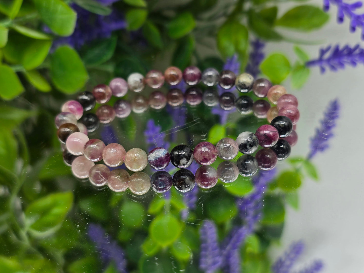 Watermelon Tourmaline Beads Bracelet Crystal Wellness