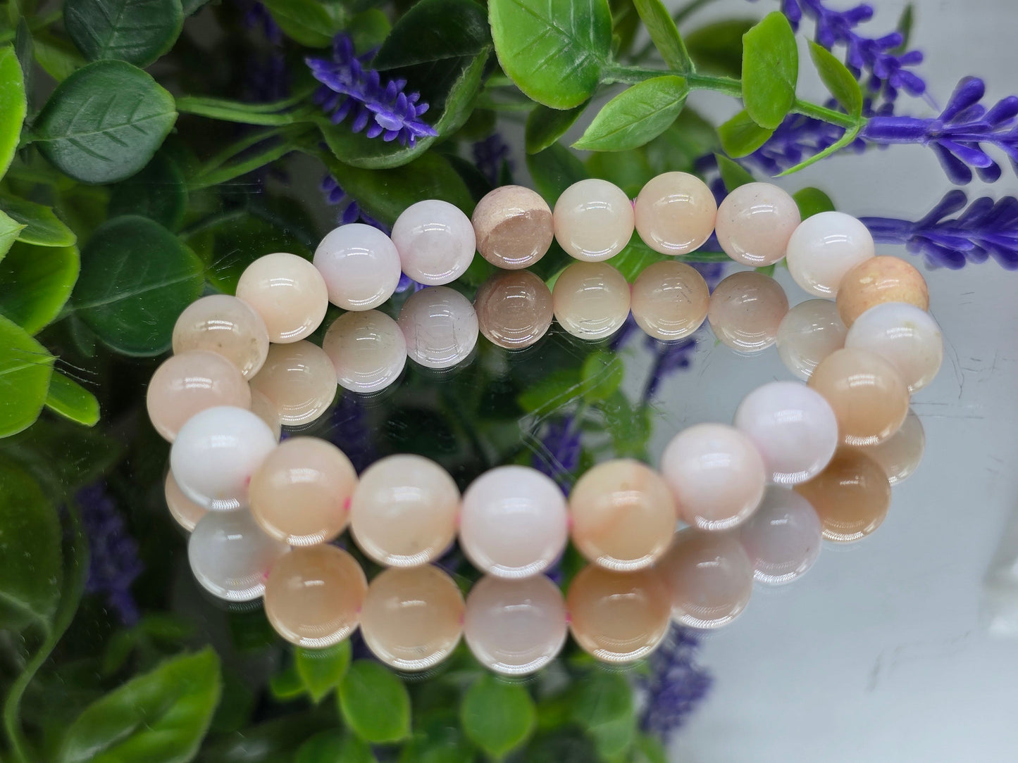 Pink Peruvian Opal Beads Bracelet Crystal Wellness