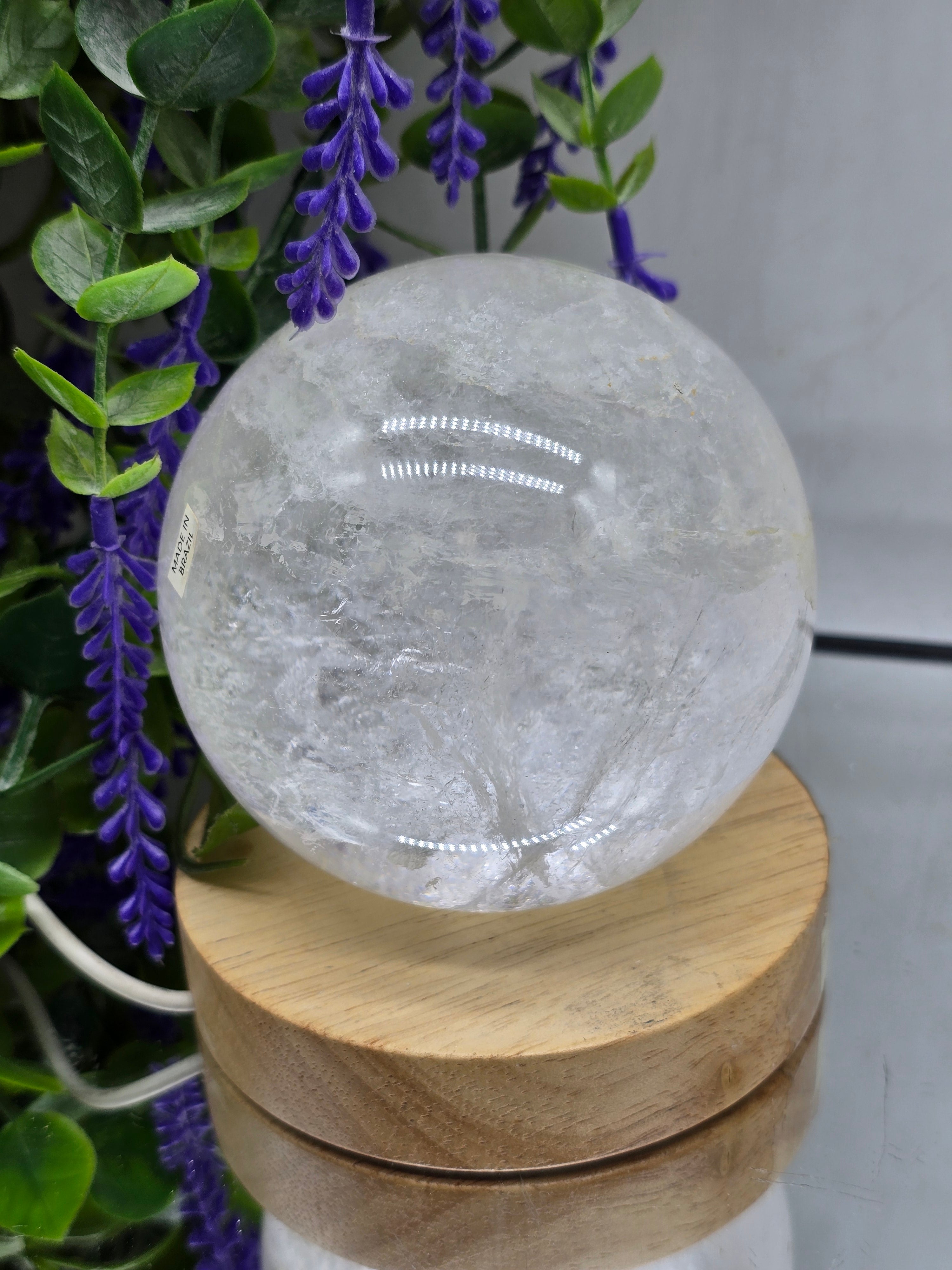 High-Grade Brazilian Clear Quartz Sphere 9.2cm – Master Healer, Amplification & Stone of Power (1.1kg) Crystal Wellness