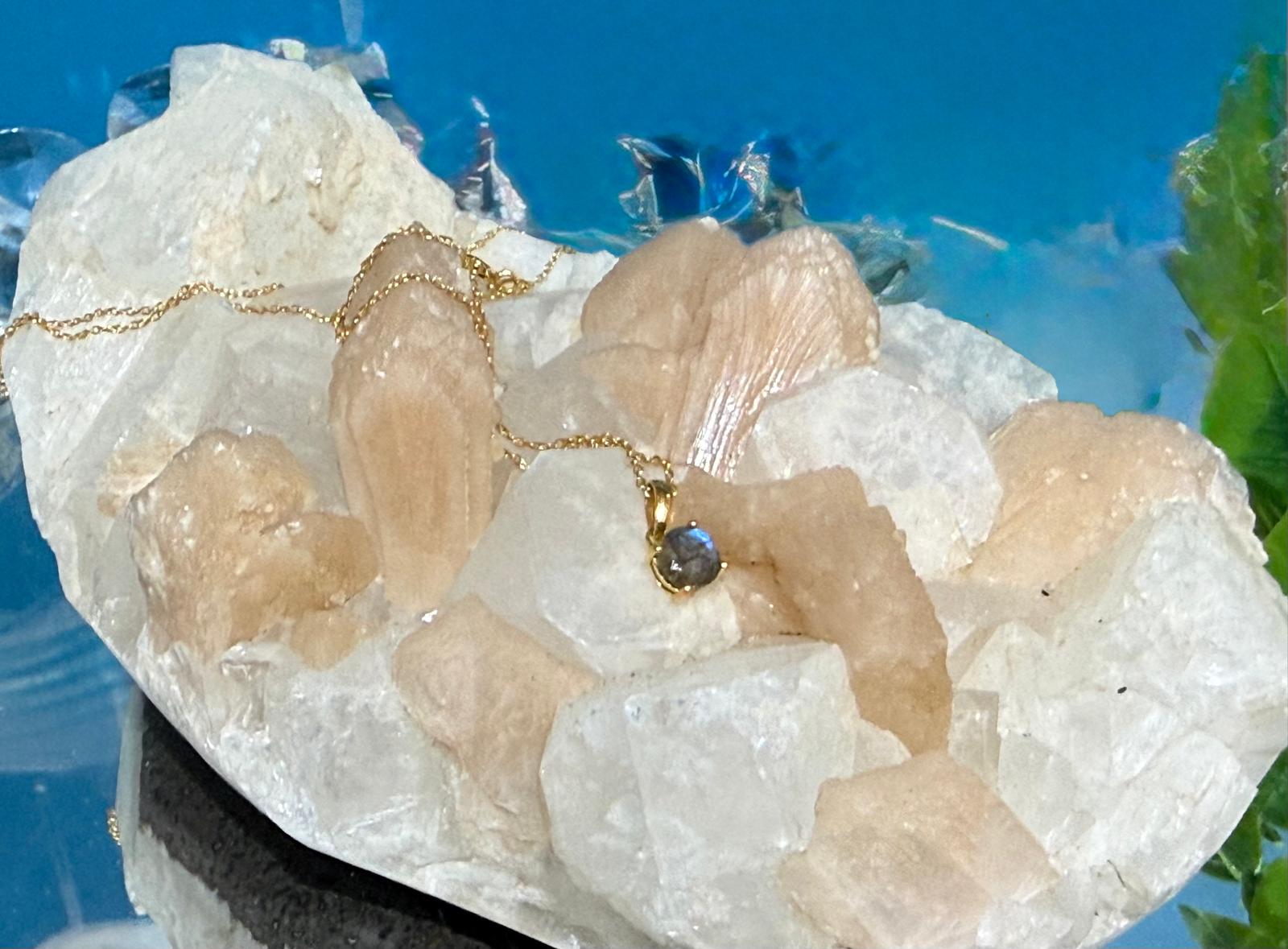 Luminous Awakening — Labradorite Blue Flashes Pendant (18K Gold Vermeil) Crystal Wellness
