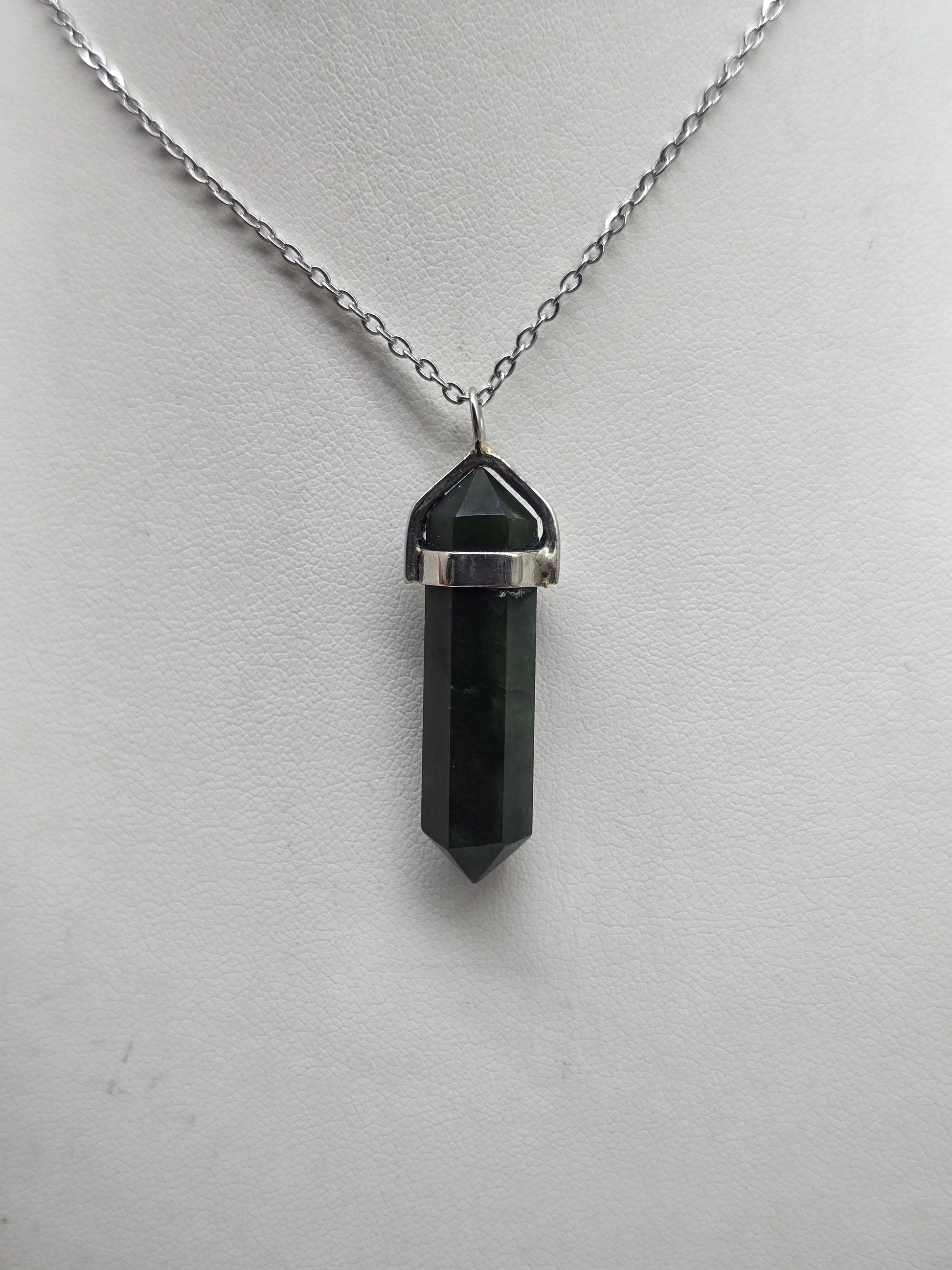 ✨ Nephrite Jade Double-Terminated 925 Sterling Silver Pendant Crystal Wellness